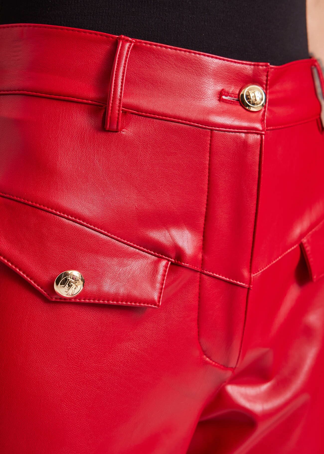 Red leatherette trousers