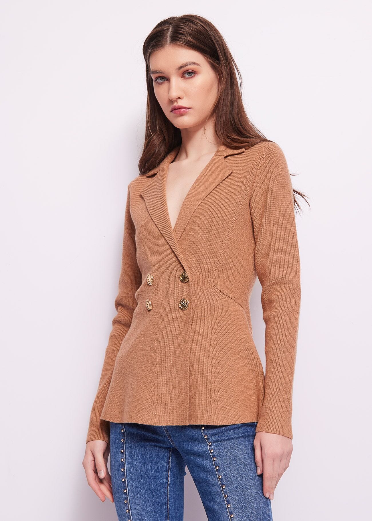 Brown knitted blazer