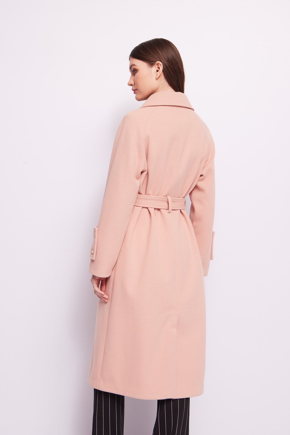 Pink belted coat
