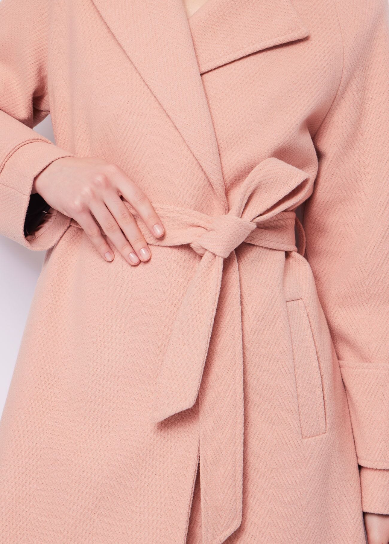 Pink belted coat