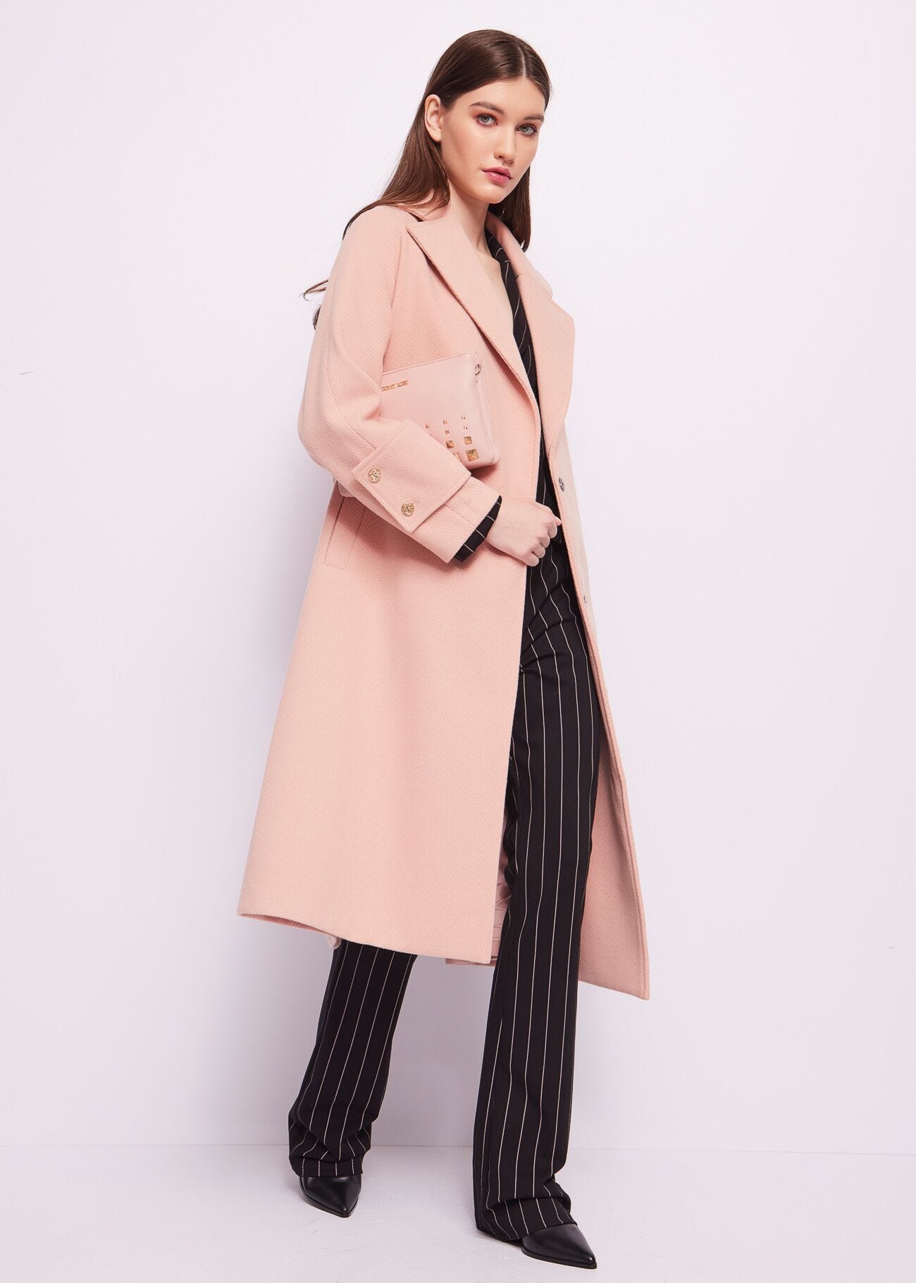 Pink belted coat