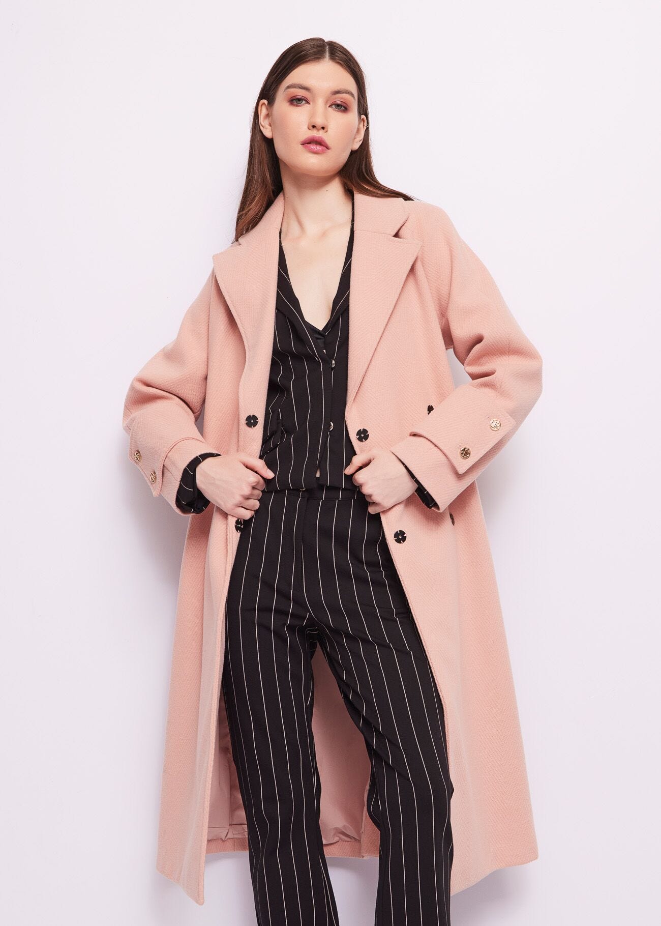 Pink belted coat