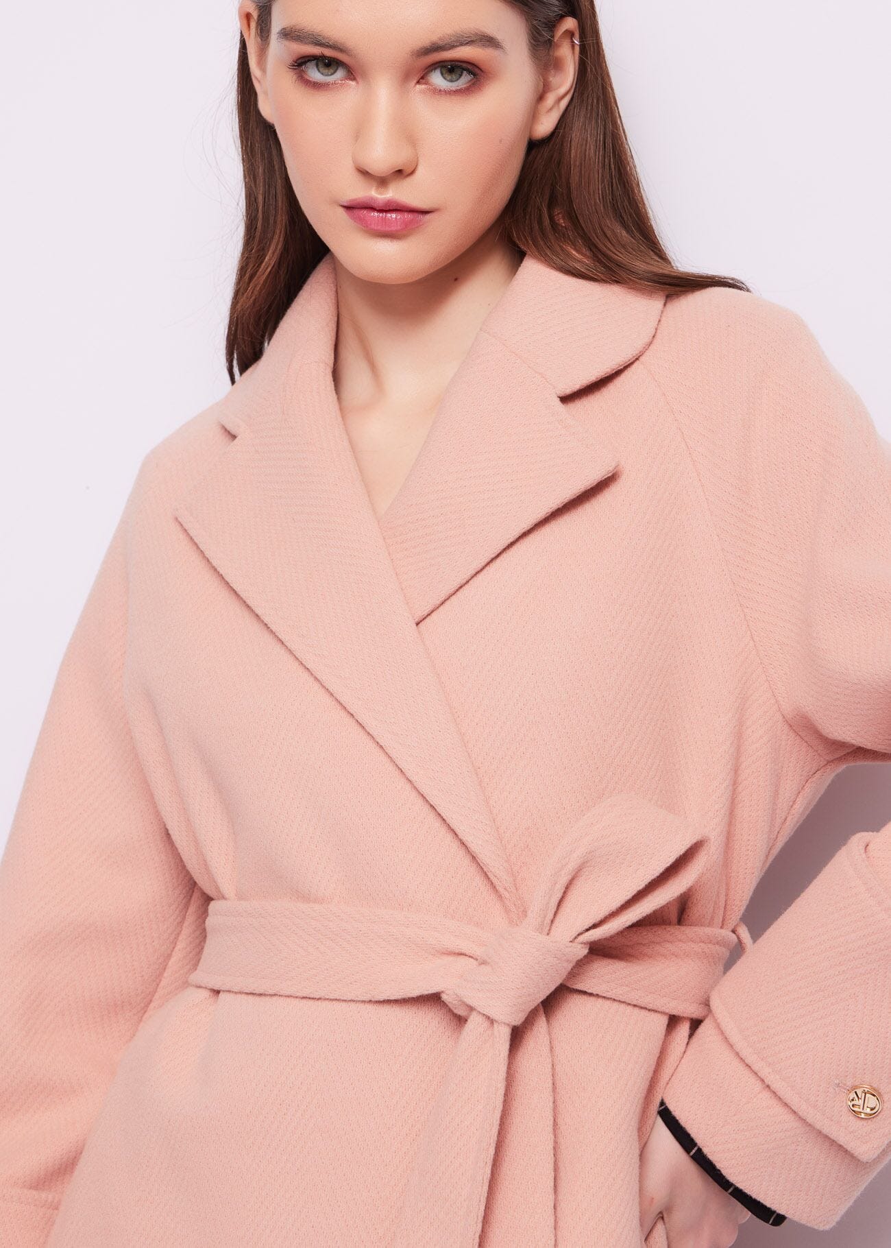 Pink belted coat