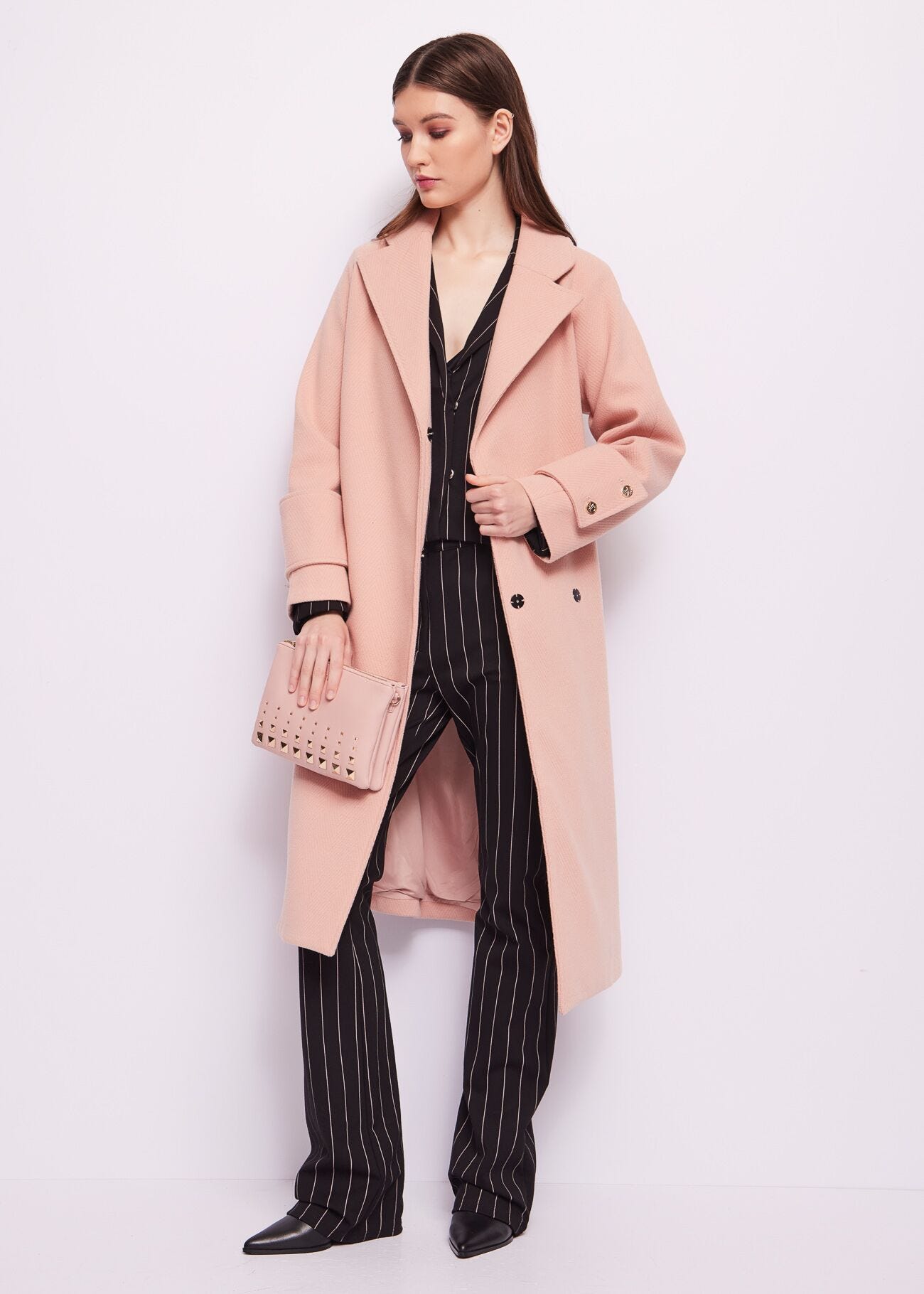 Black pinstripe jacket with buttons