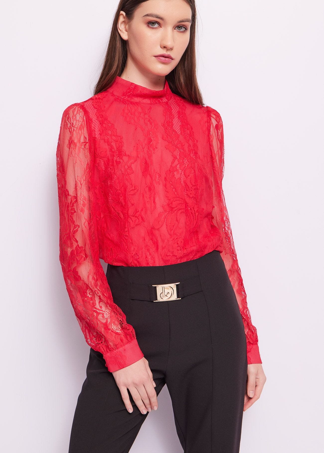 Blusa in pizzo rosso