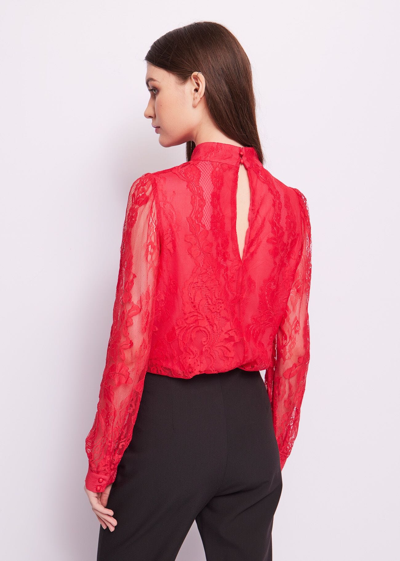 Blusa in pizzo rosso