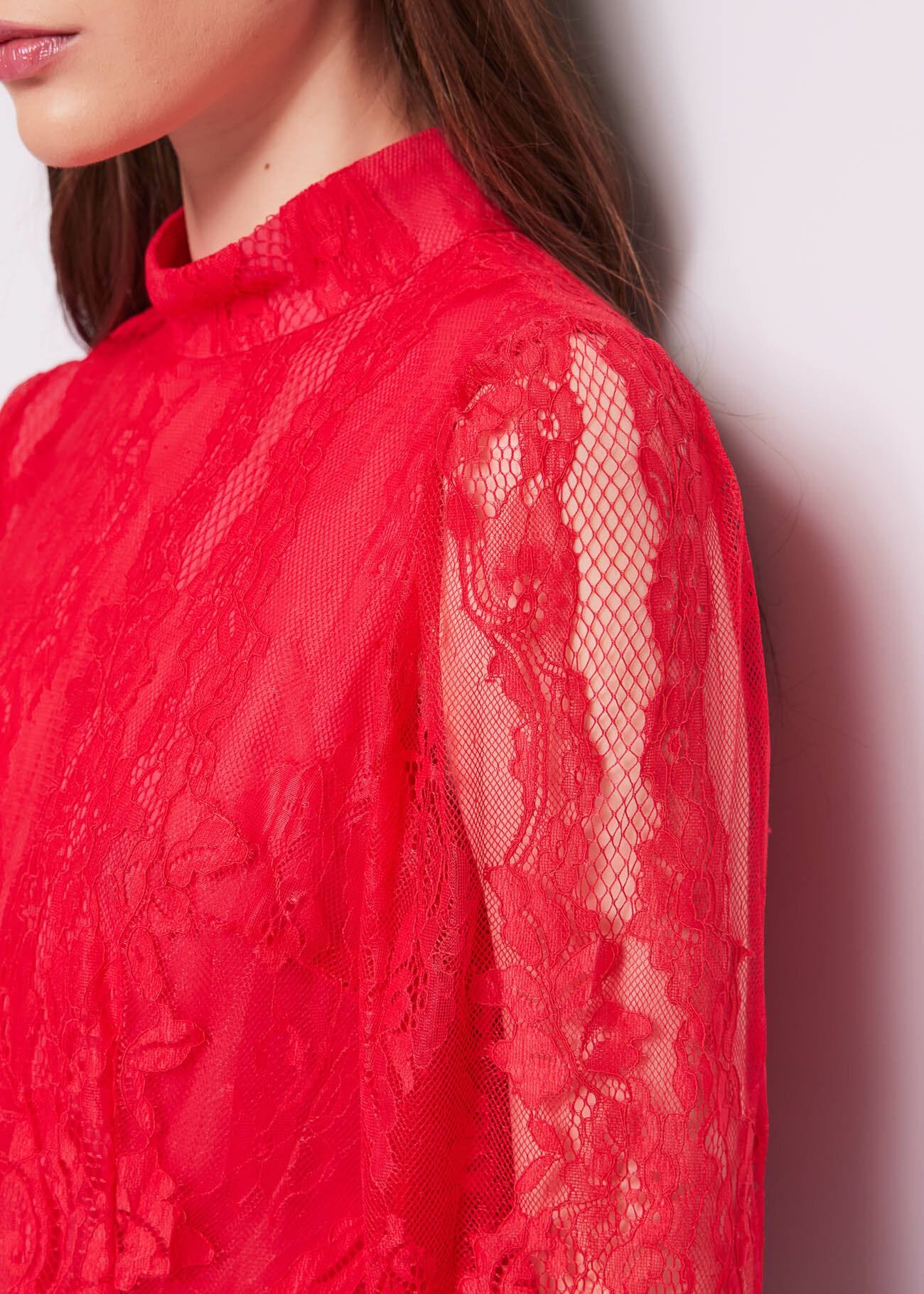 Blusa in pizzo rosso