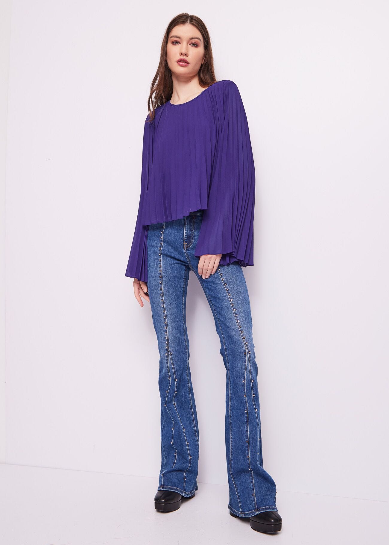 Purple pleated blouse
