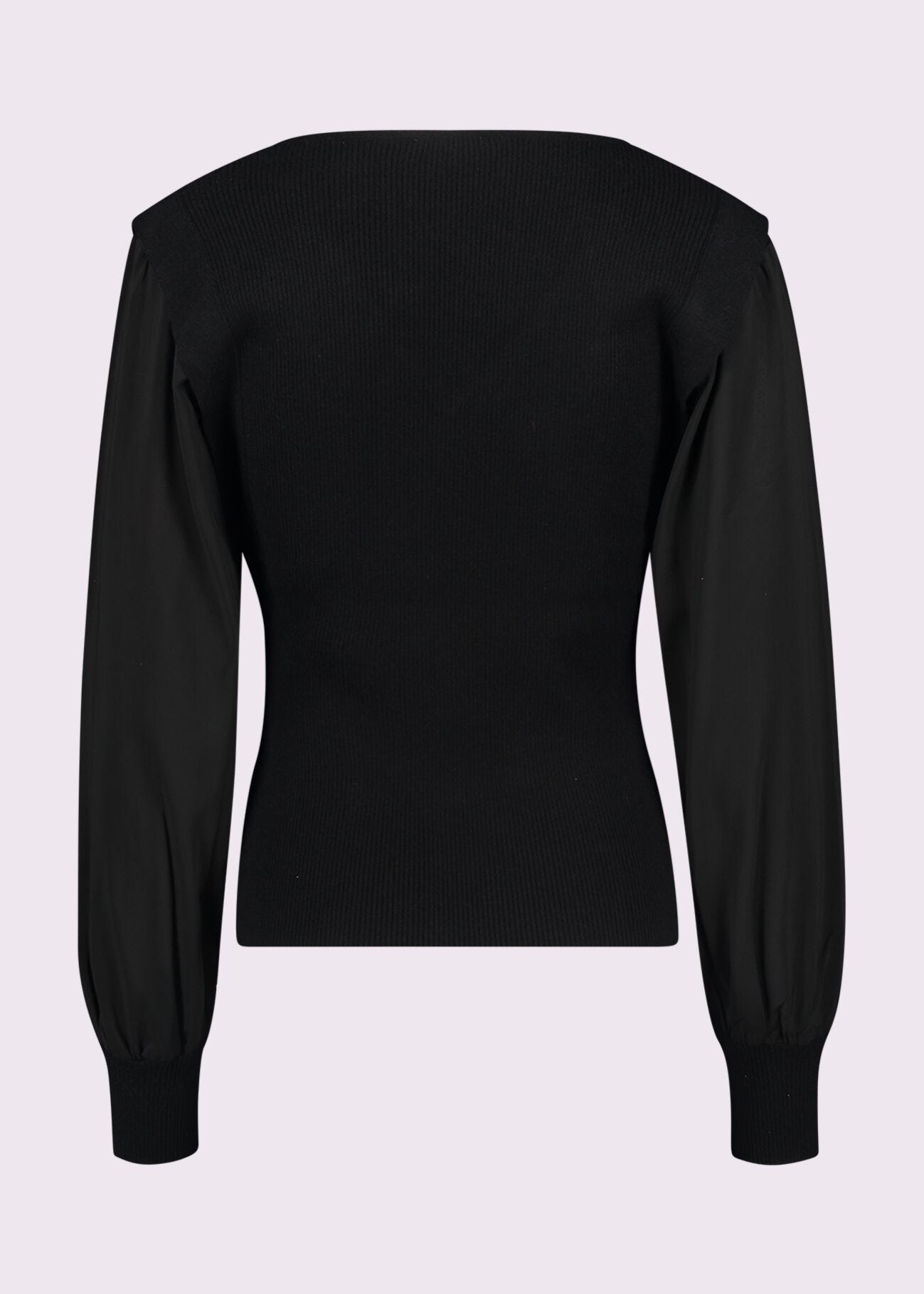 Maglia nera a costine con bottoni