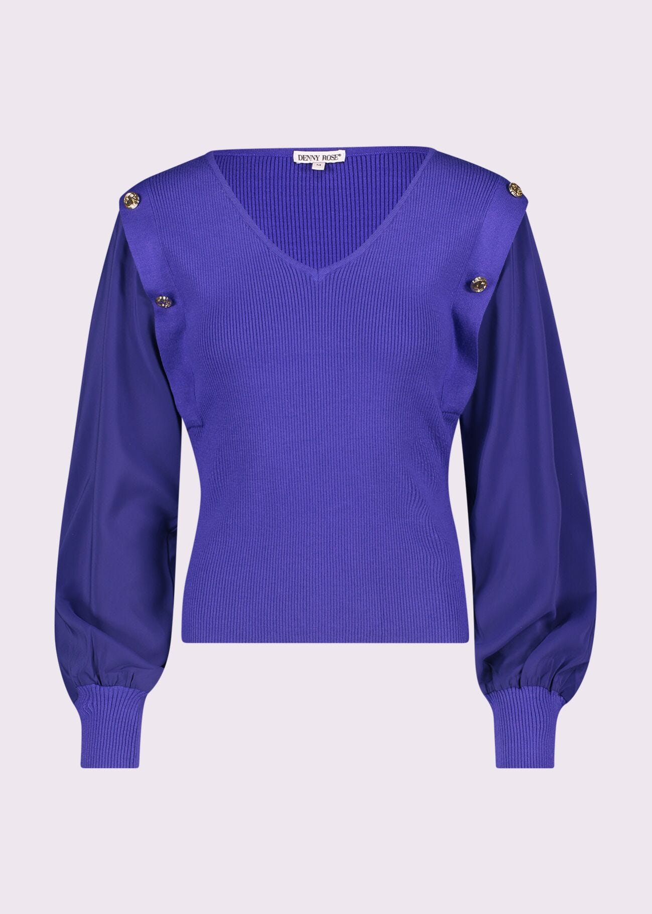 Purple ribbed jumper with buttons