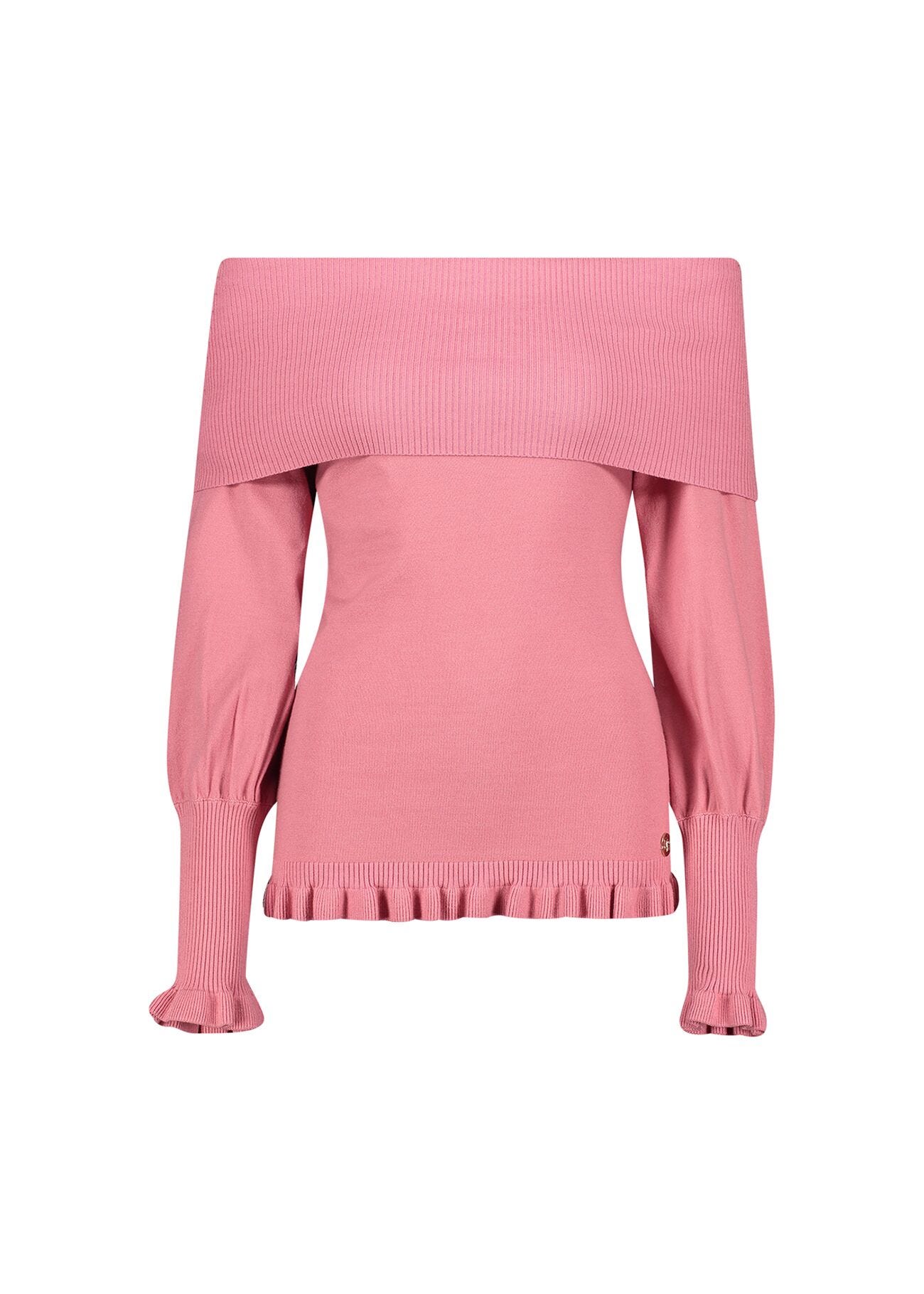 Pink jumper with asymmetrical neckline