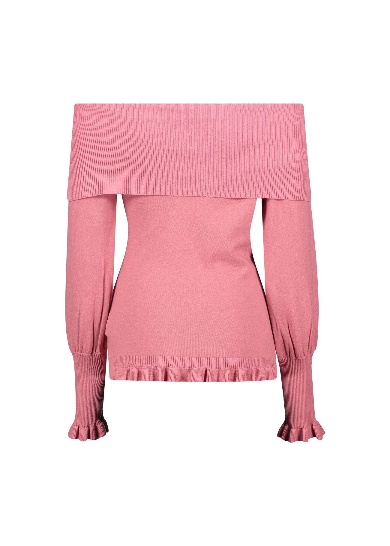 Pink jumper with asymmetrical neckline