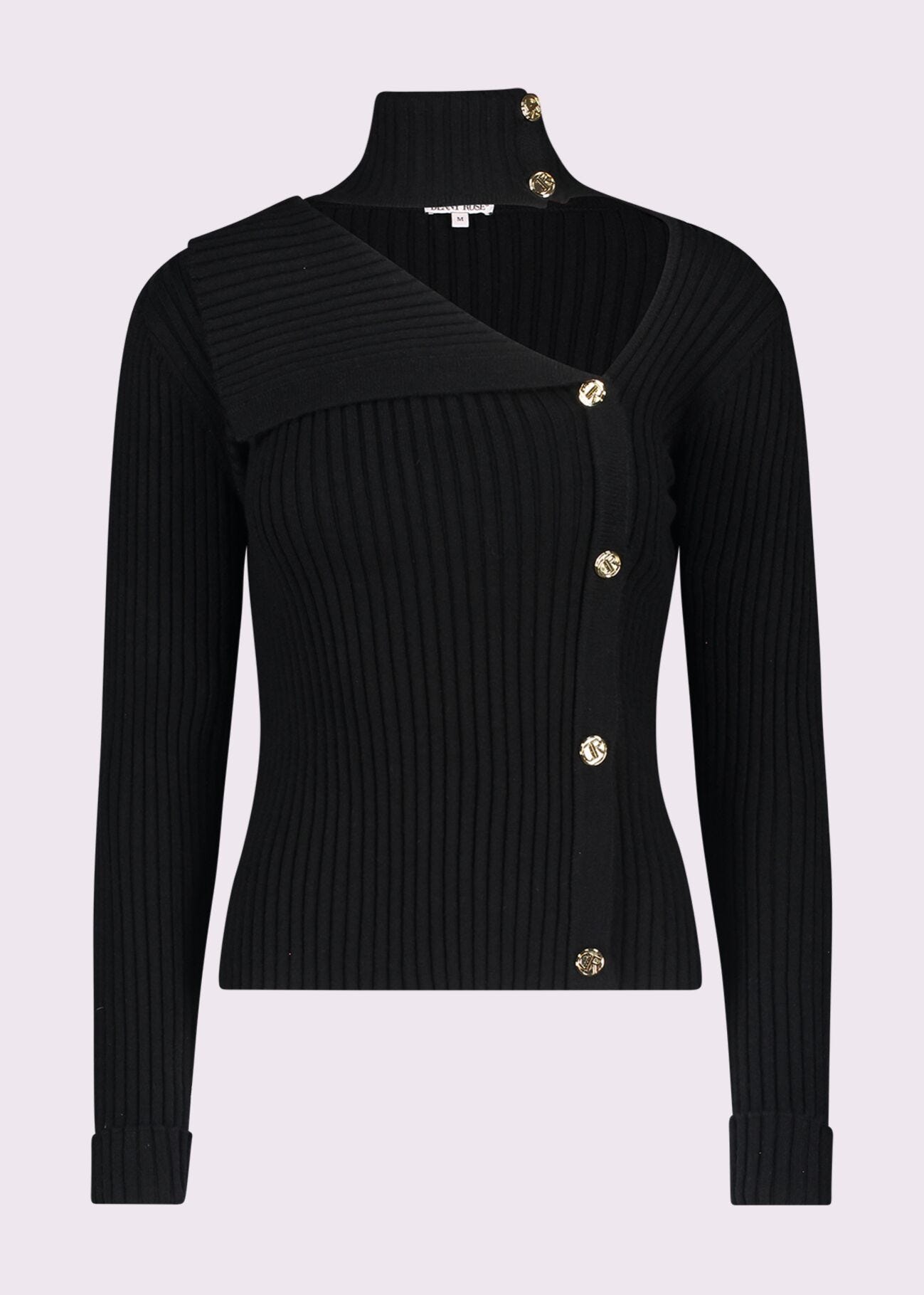 Black ribbed jumper with buttons