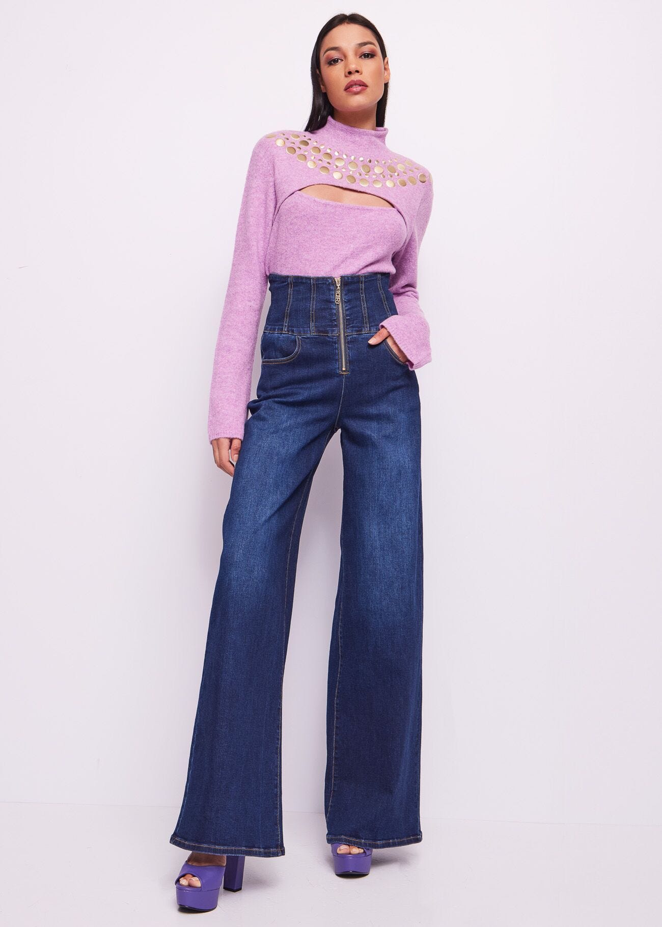 Wool-blend studded jumper