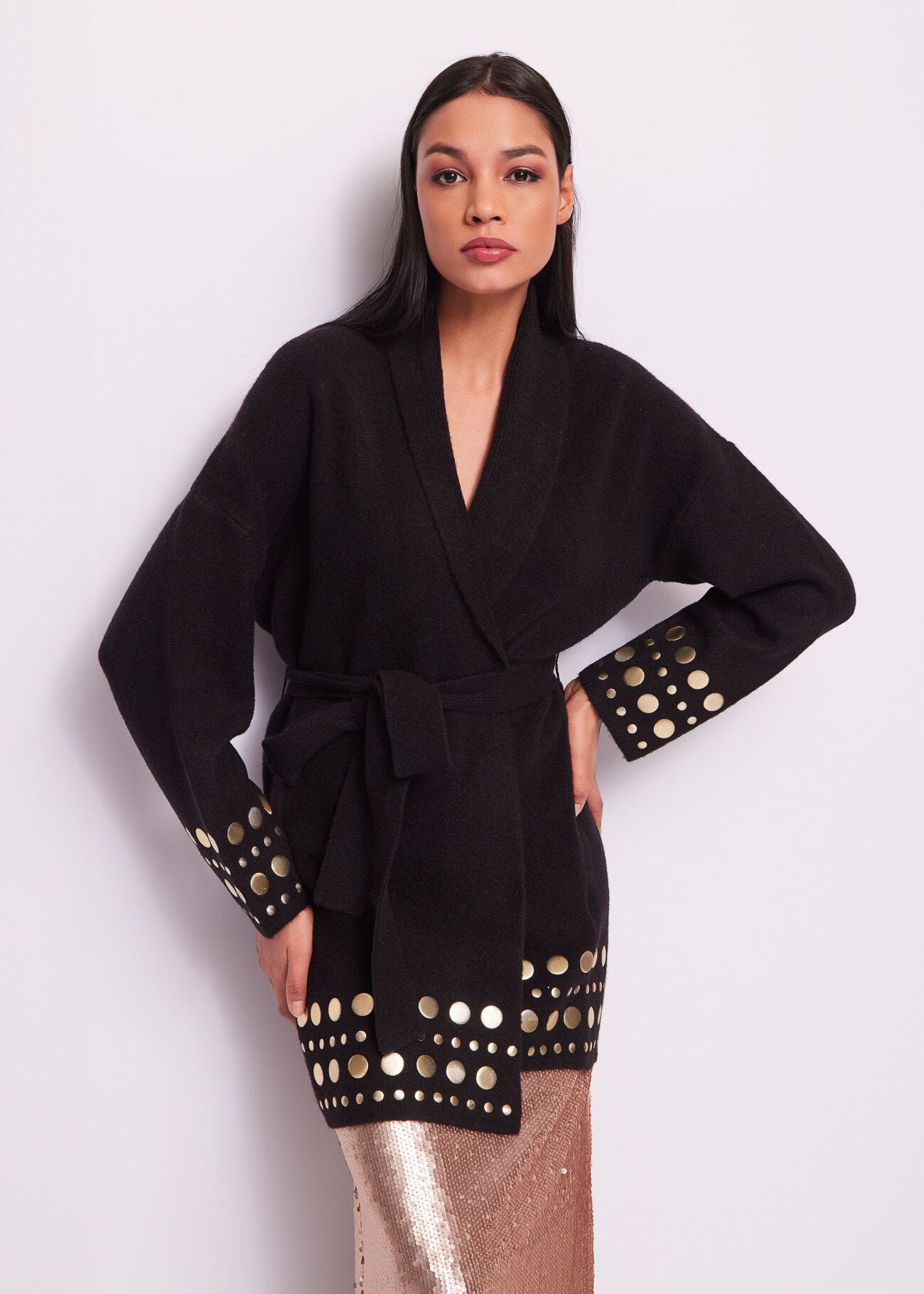 Cardigan in wool and cashmere blend