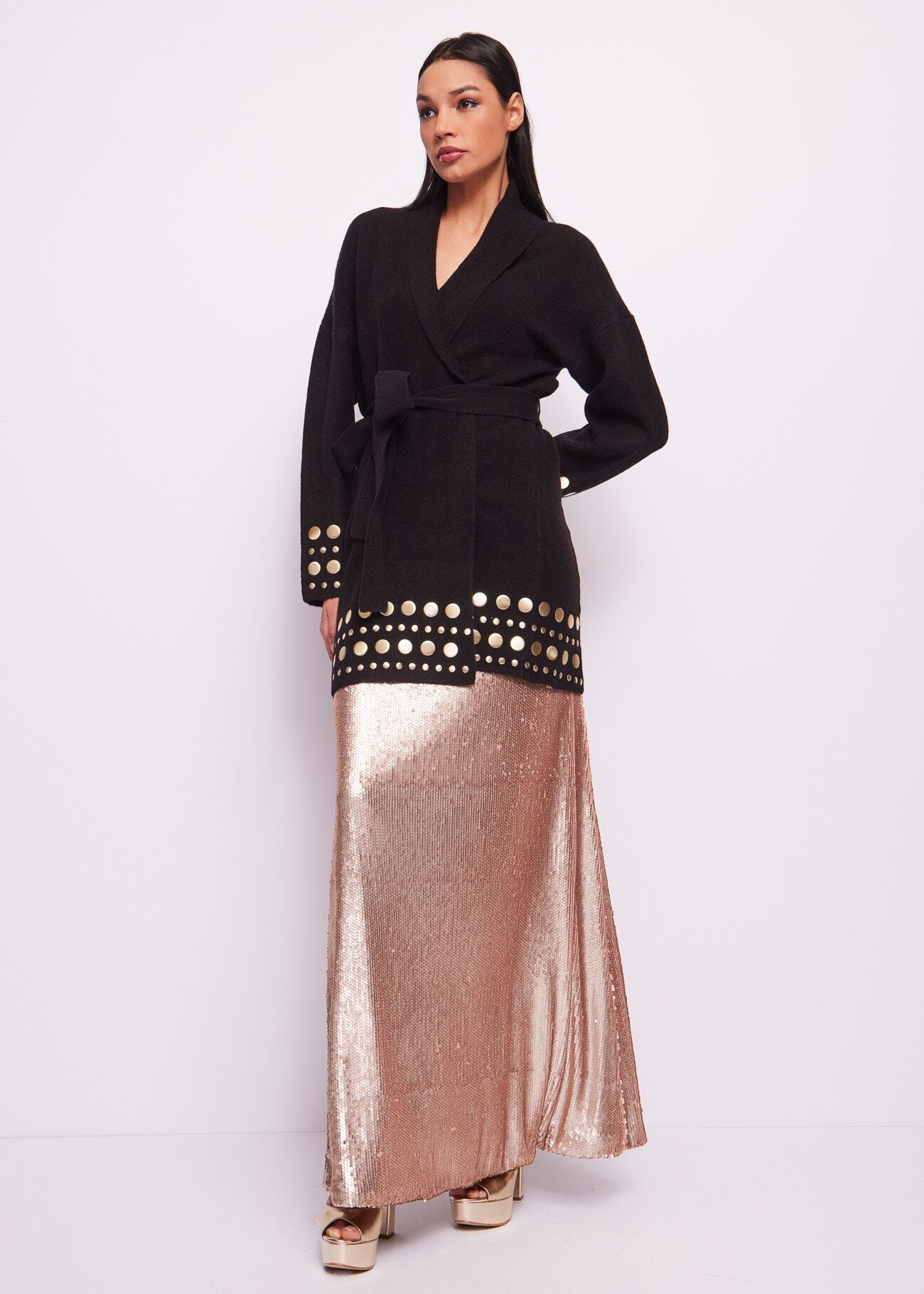 Cardigan in wool and cashmere blend
