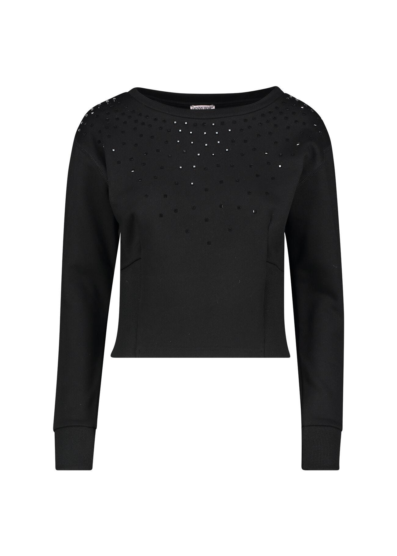 Black cotton sweatshirt with rhinestones