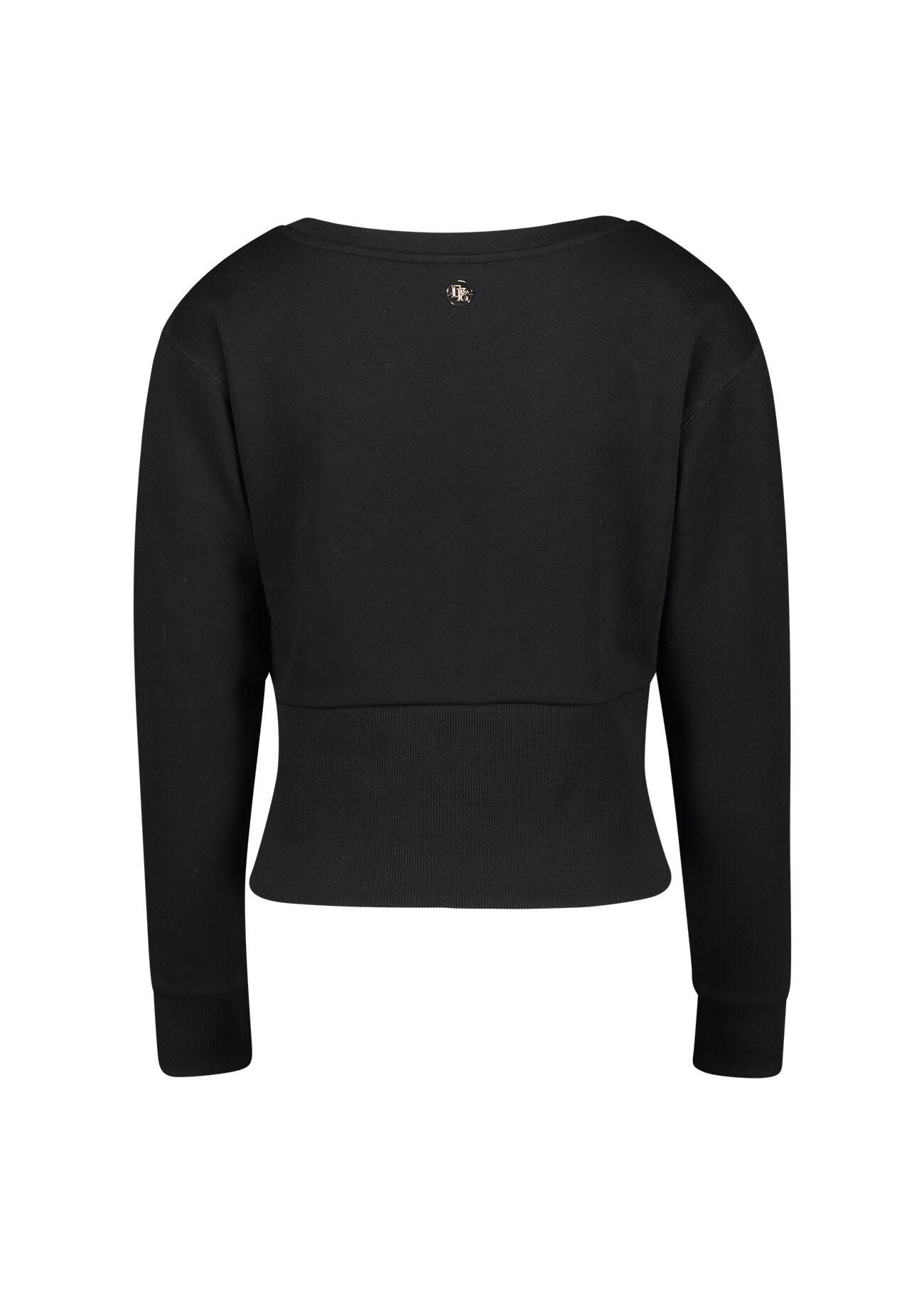 Black cotton sweatshirt with rhinestones