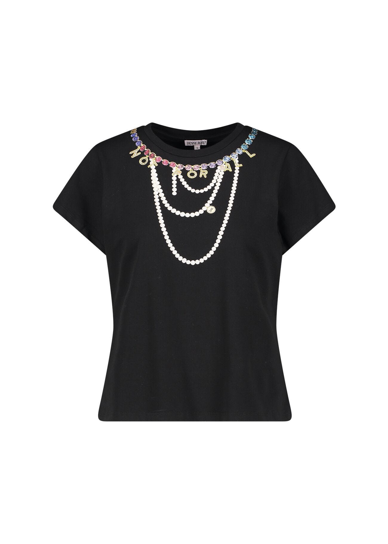 Camiseta negra de algodón con estampado