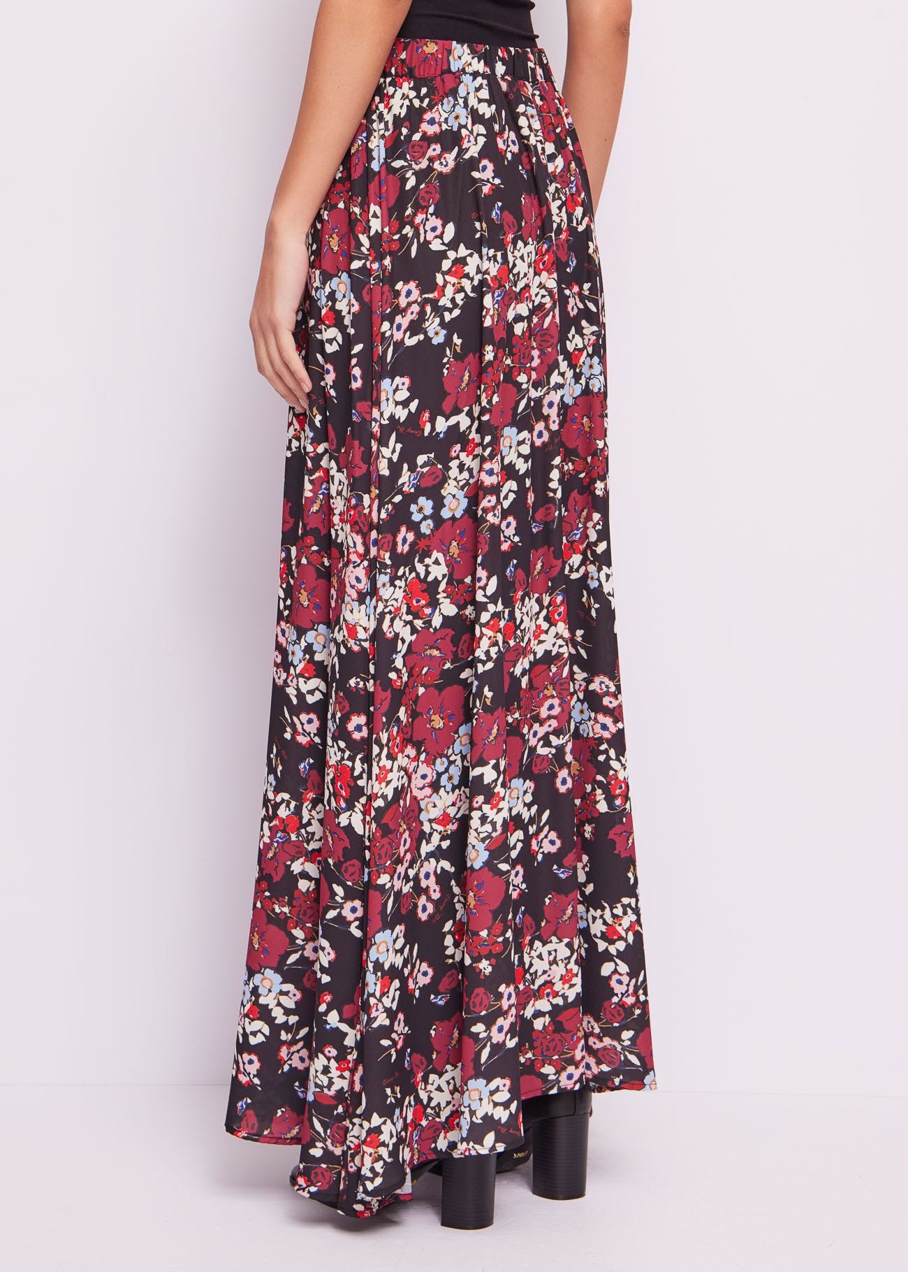 Long printed georgette skirt