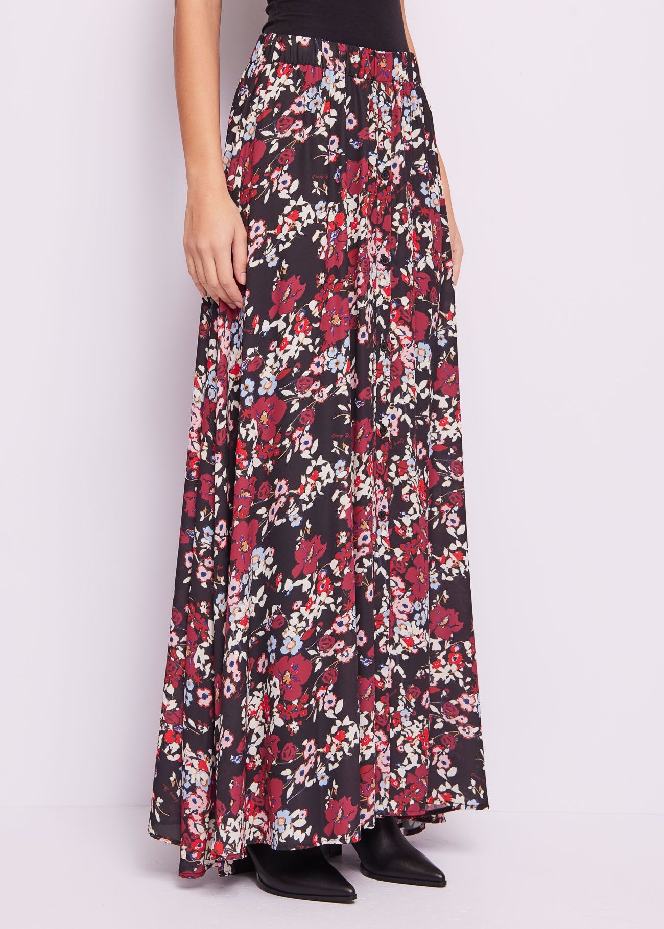 Long printed georgette skirt