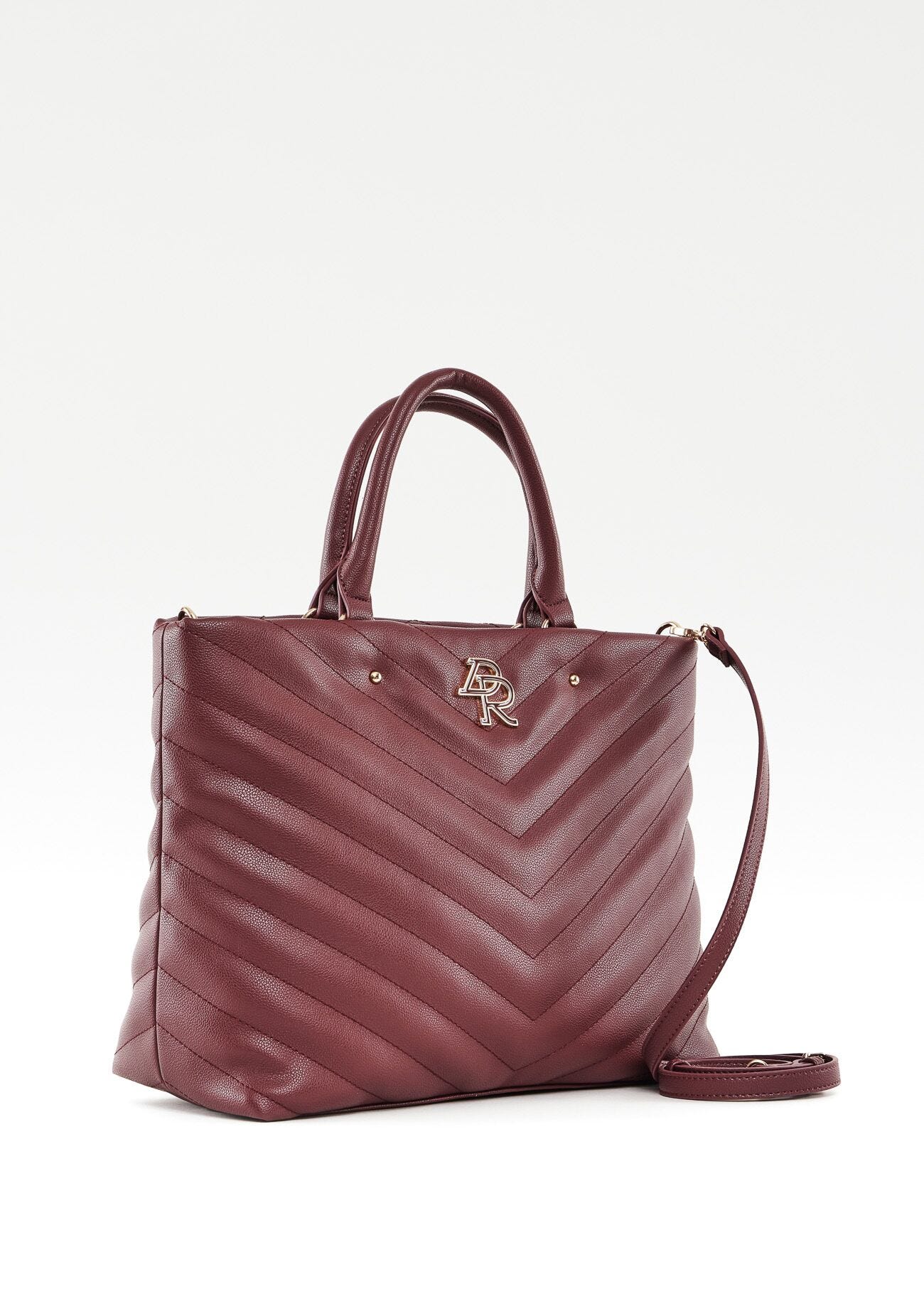 Red, quilted shopper bag