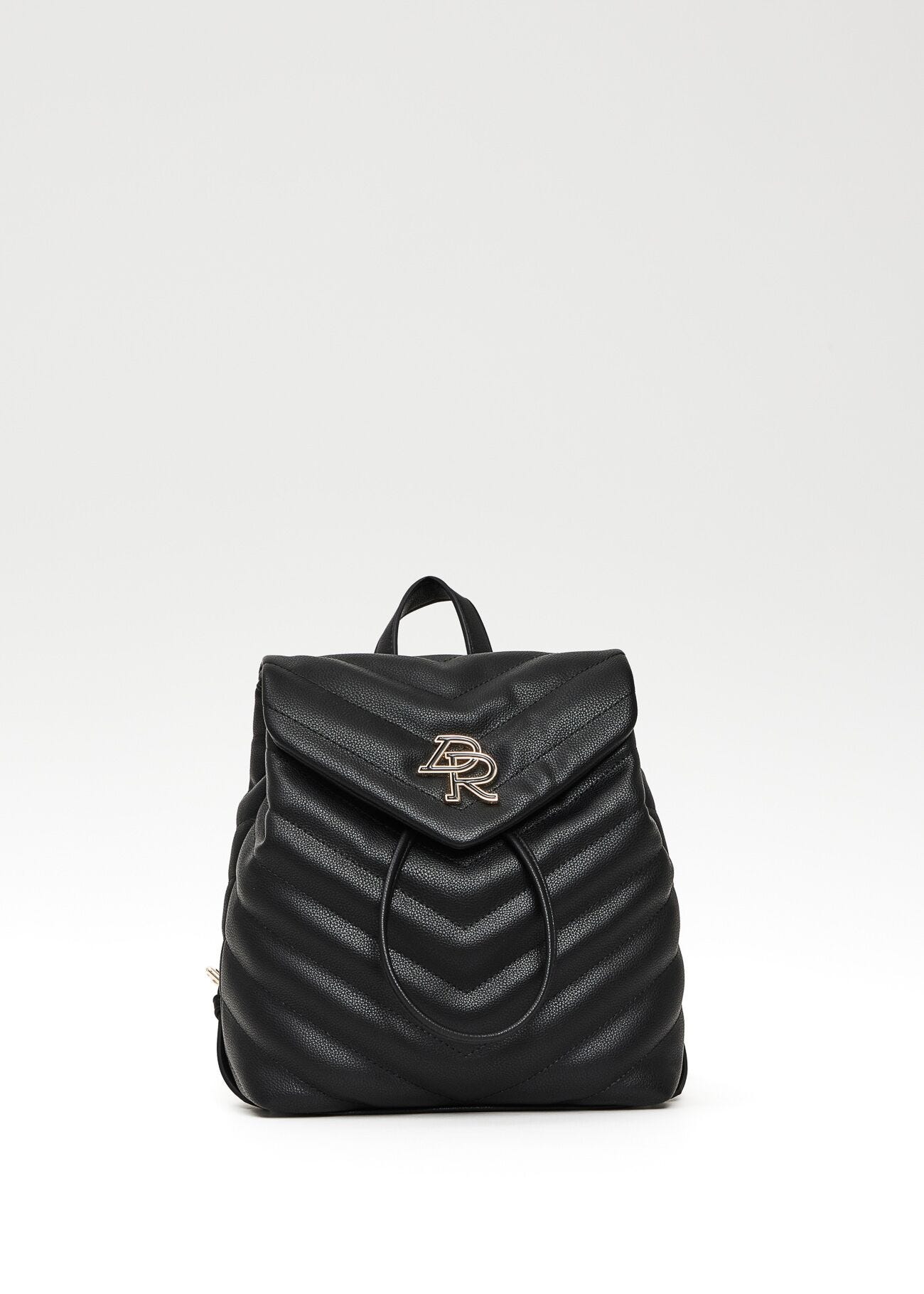 Mochila negra de piel sintética acolchada