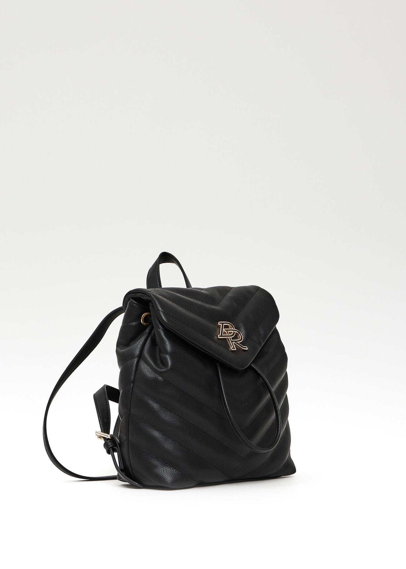 Mochila negra de piel sintética acolchada