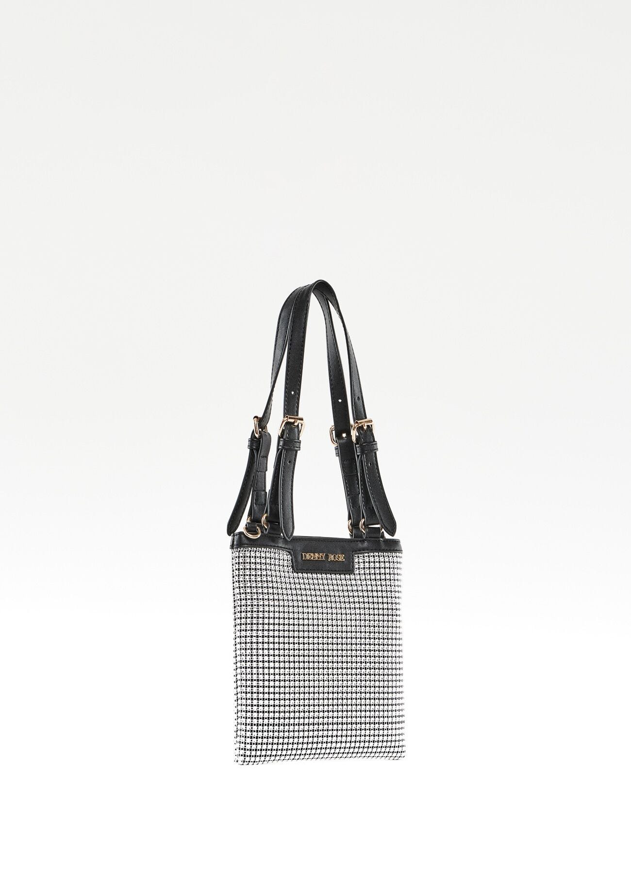 Borsa a spalla nera con strass