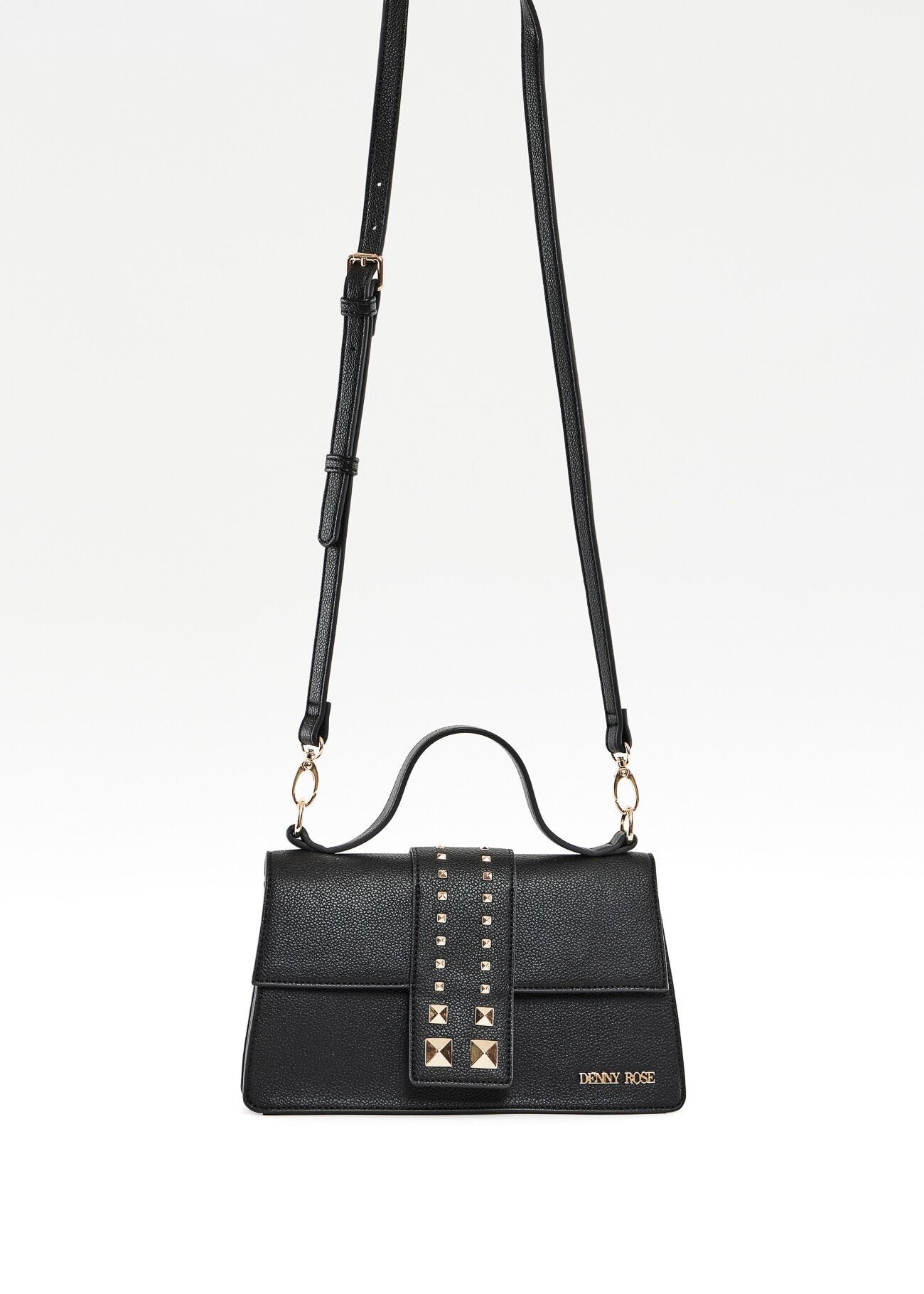 Borsa a mano nera con borchie