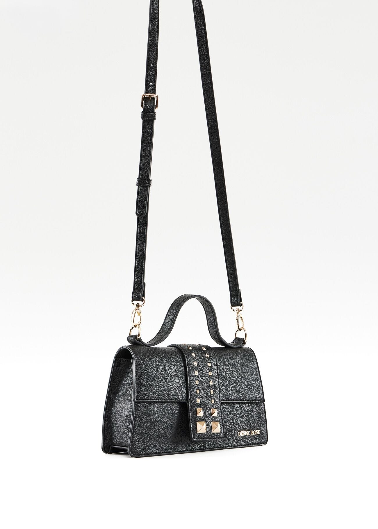 Borsa a mano nera con borchie