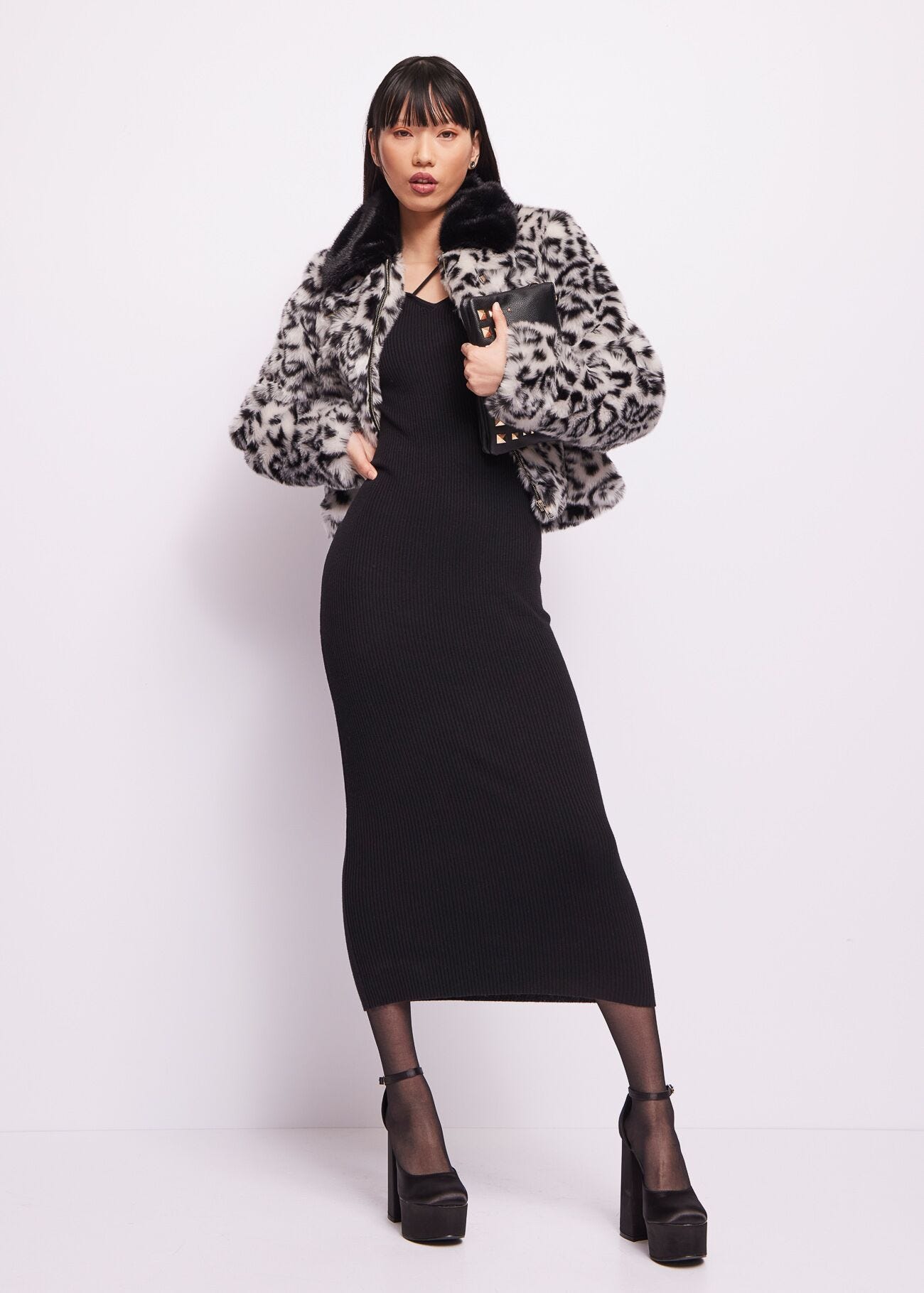 Abito nero in cotone e cashmere