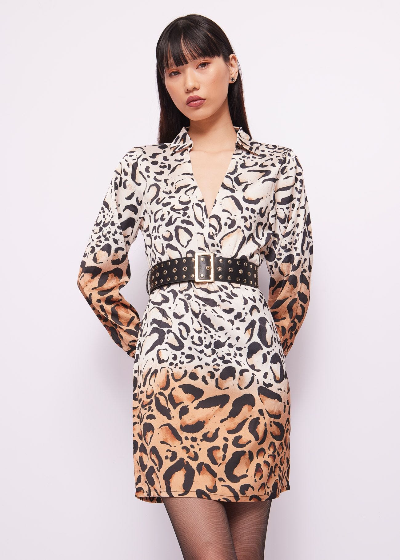 Animal-print satin dress