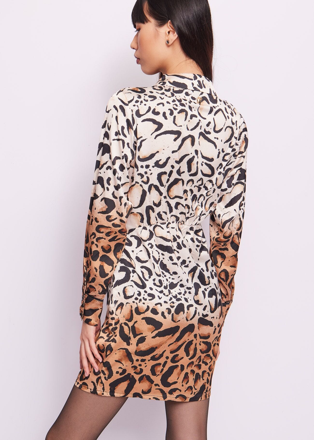 Animal-print satin dress
