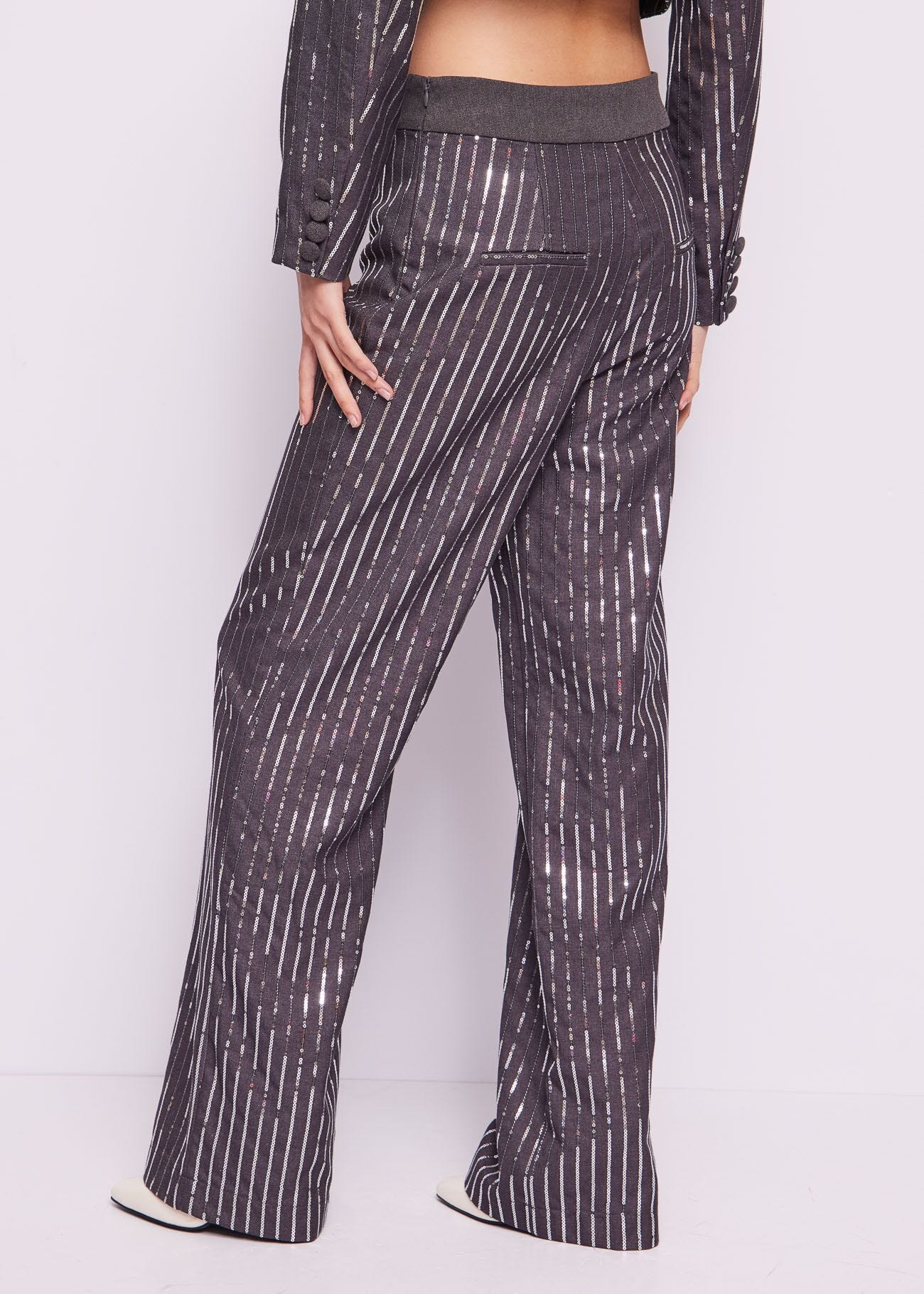 Trousers with sequins