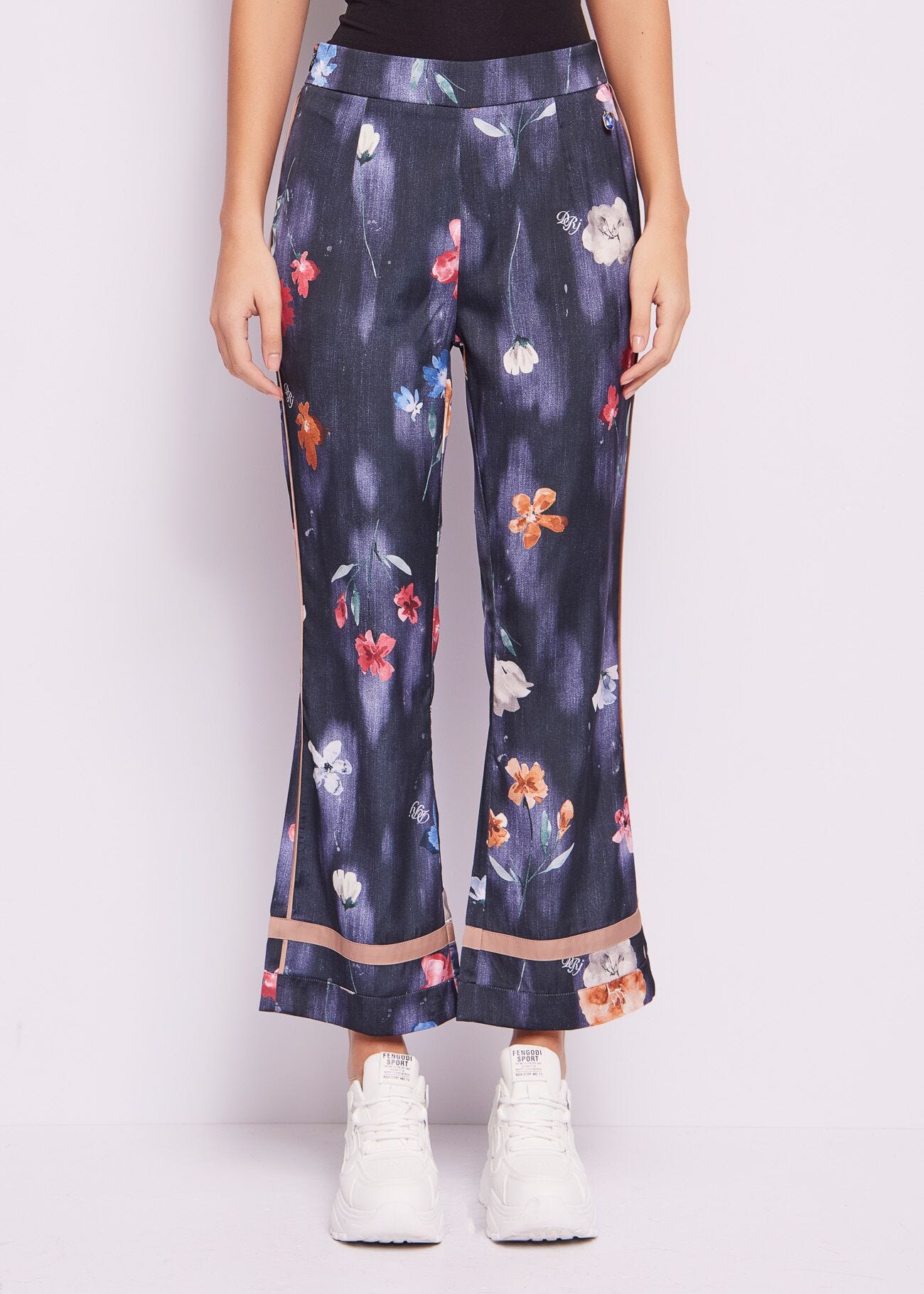 Printed satin trousers