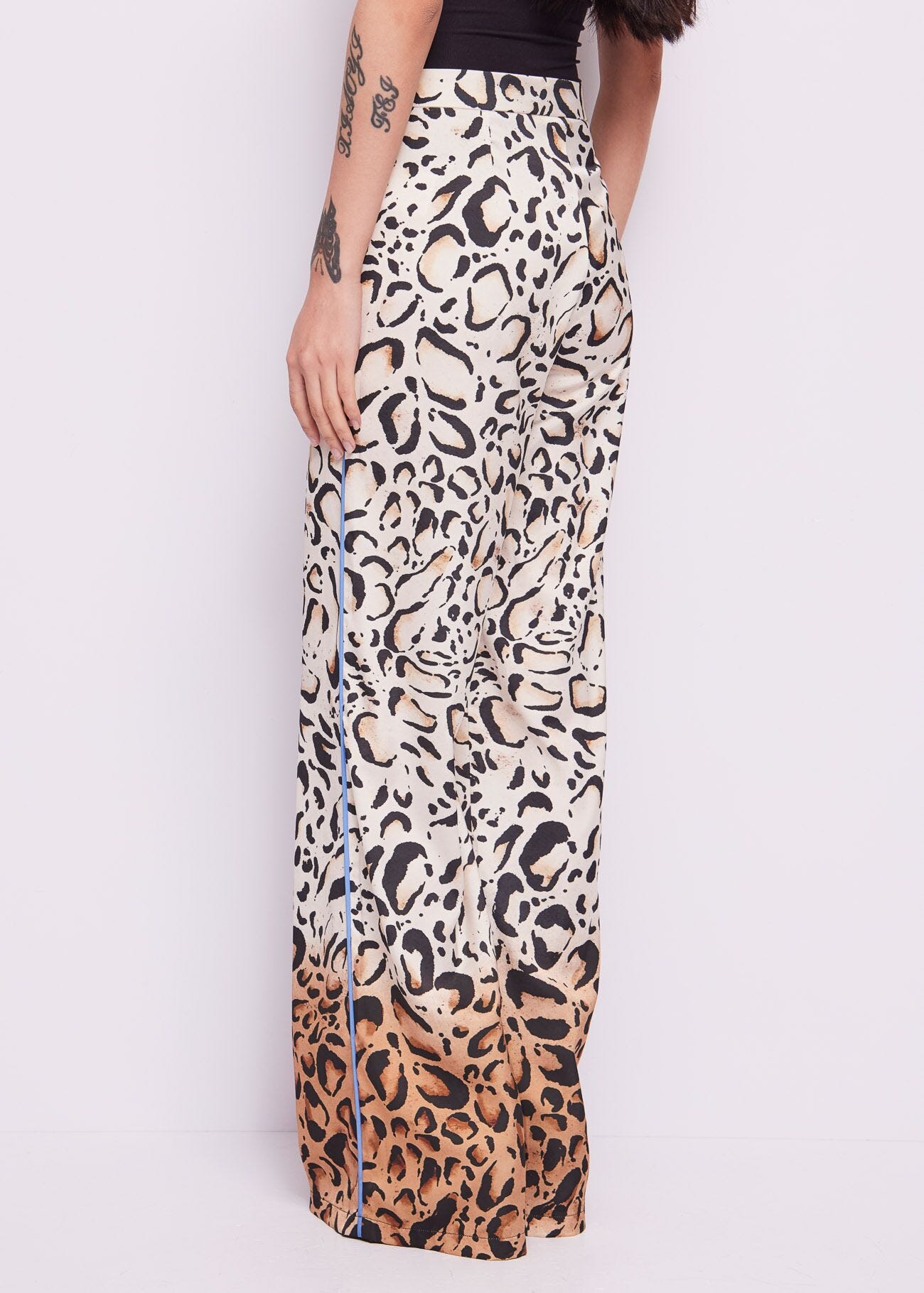 Animal-print satin trousers