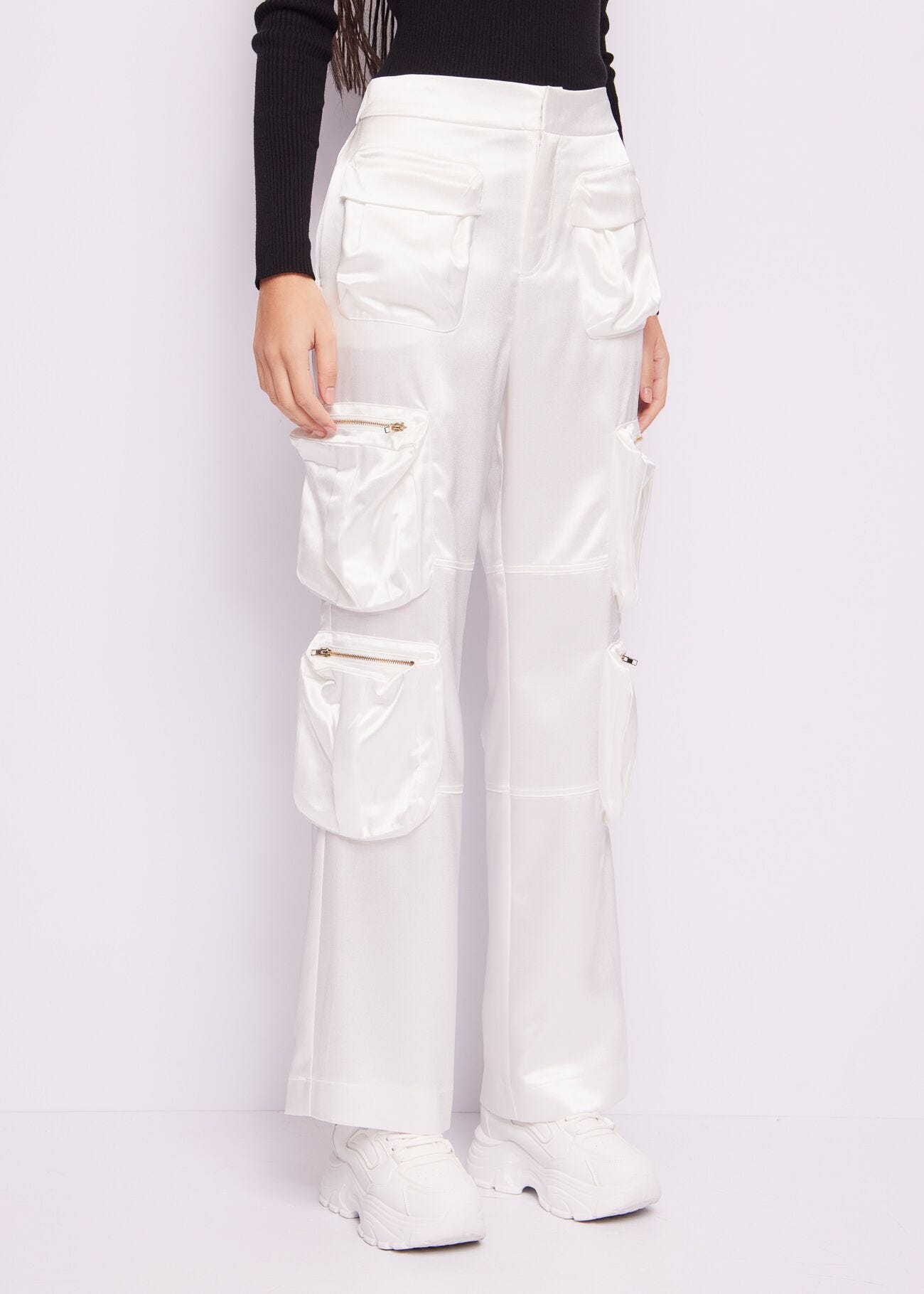 Satin cargo trousers