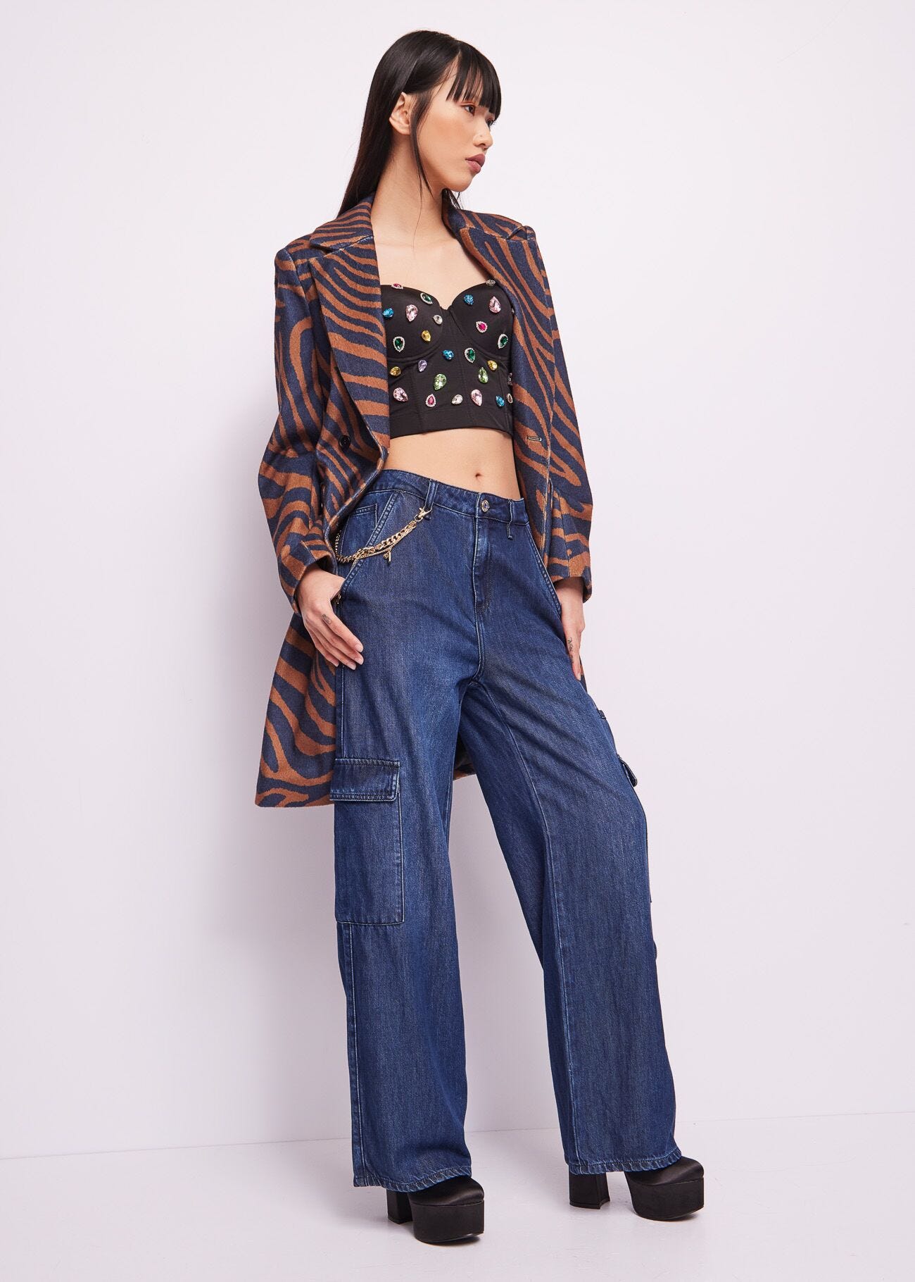 Cargo Jeans in Cotton denim