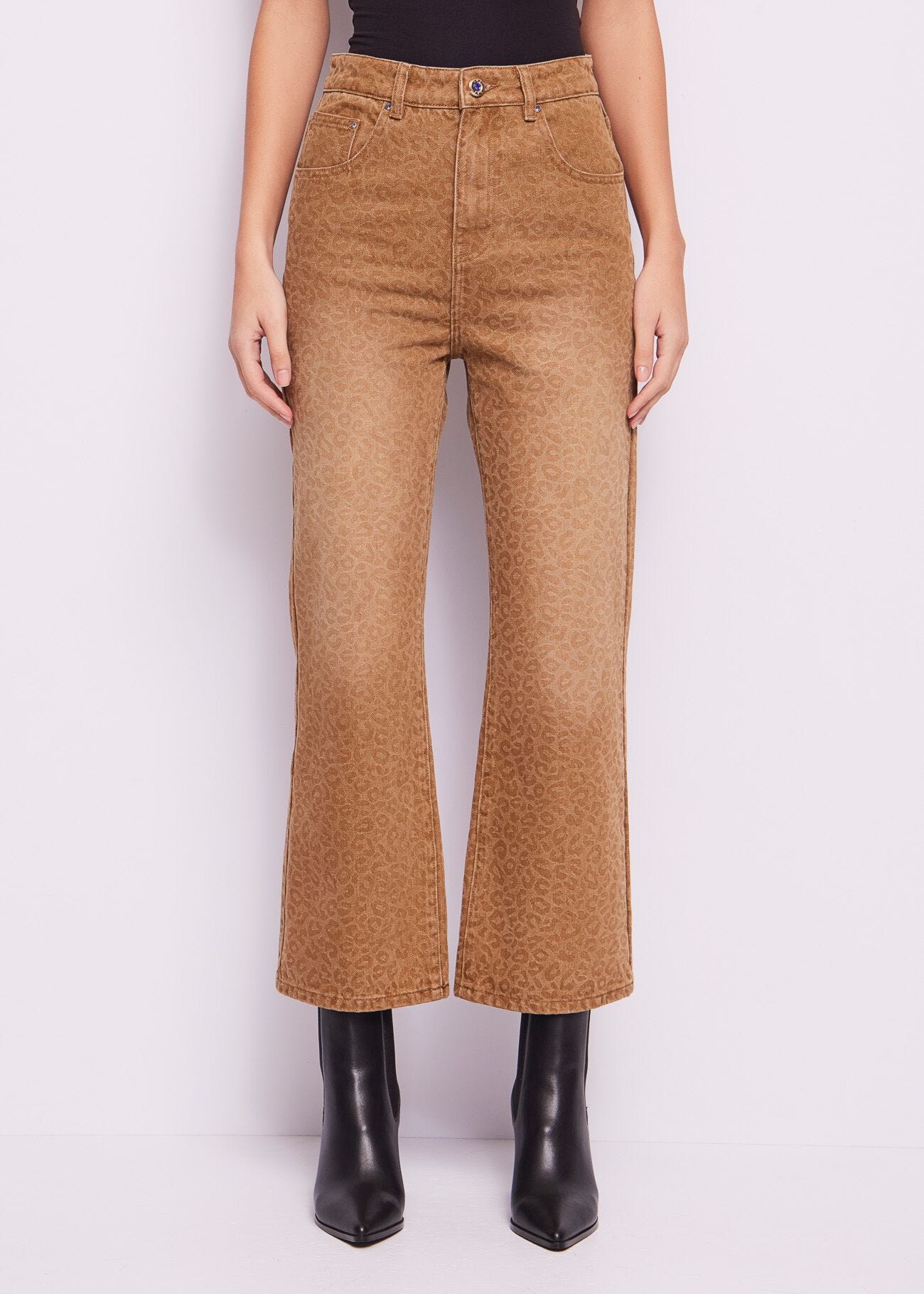 Flared jeans in printed cotton