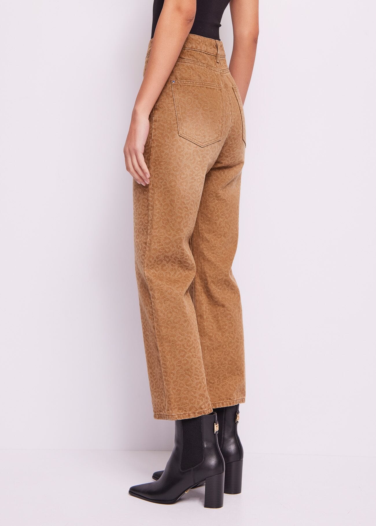 Flared jeans in printed cotton