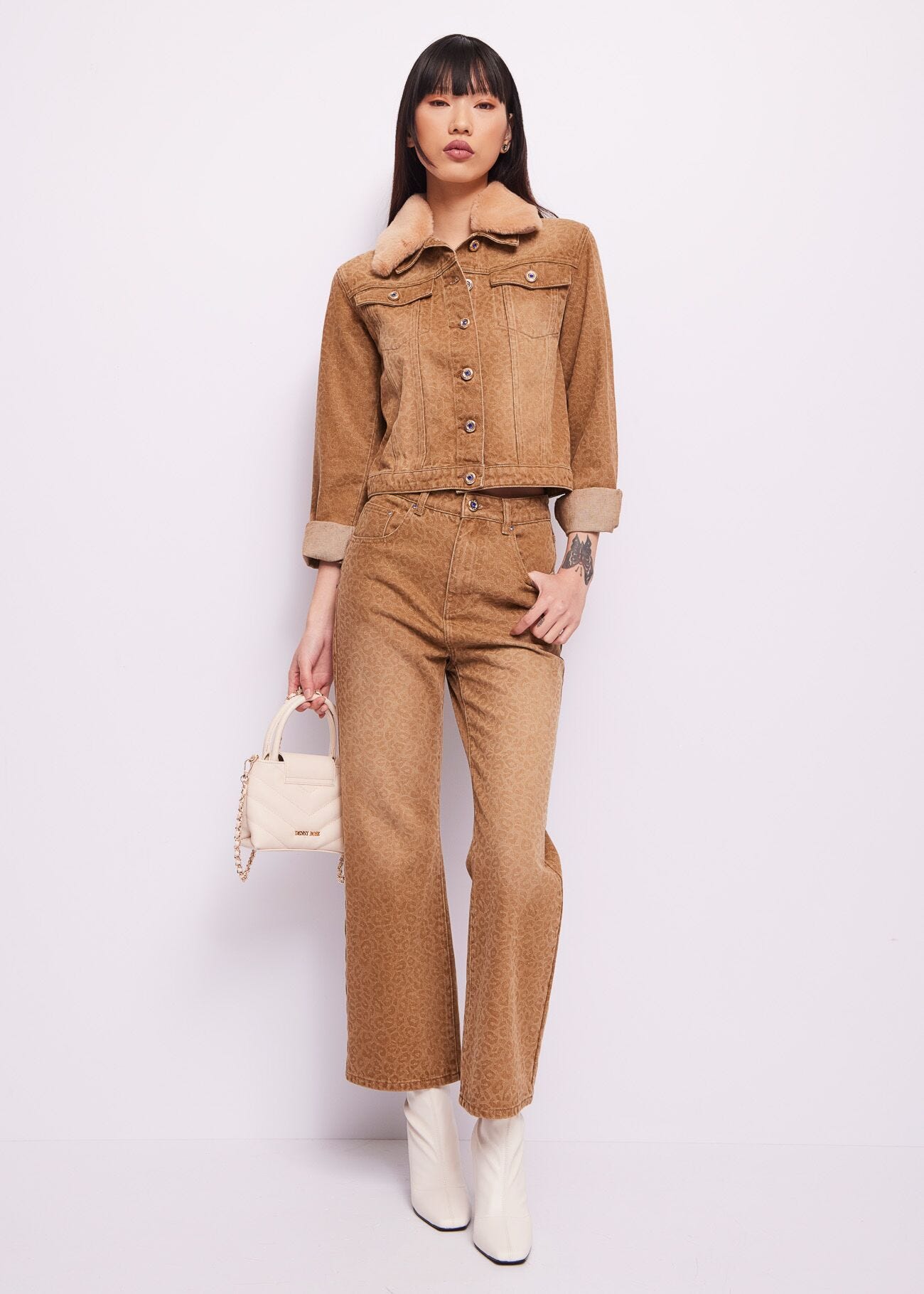 Flared jeans in printed cotton