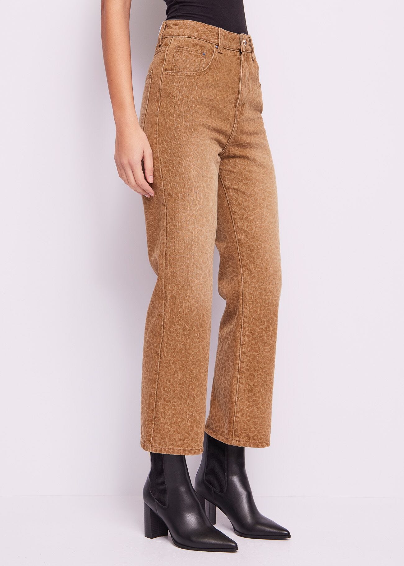 Flared jeans in printed cotton