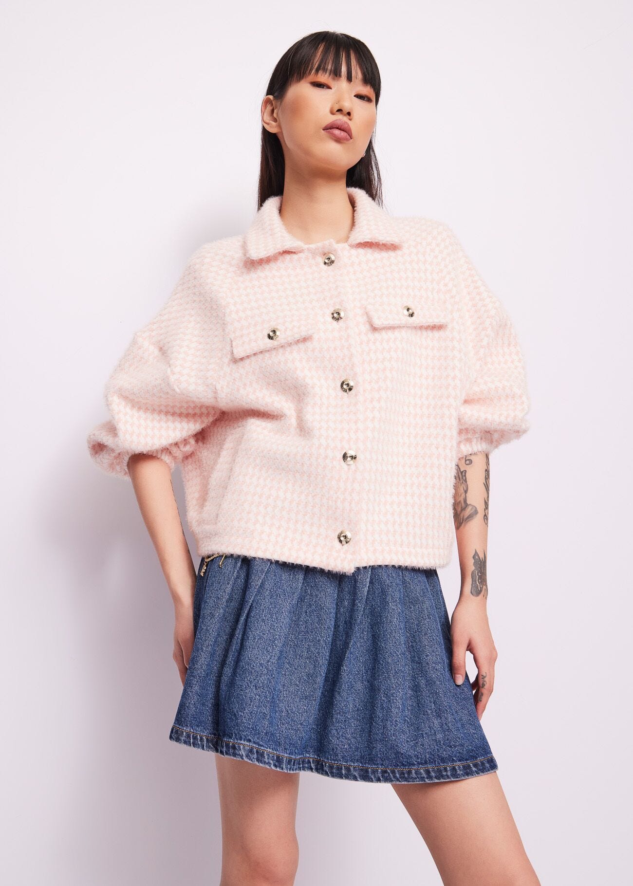 Lurex jacquard knit jacket
