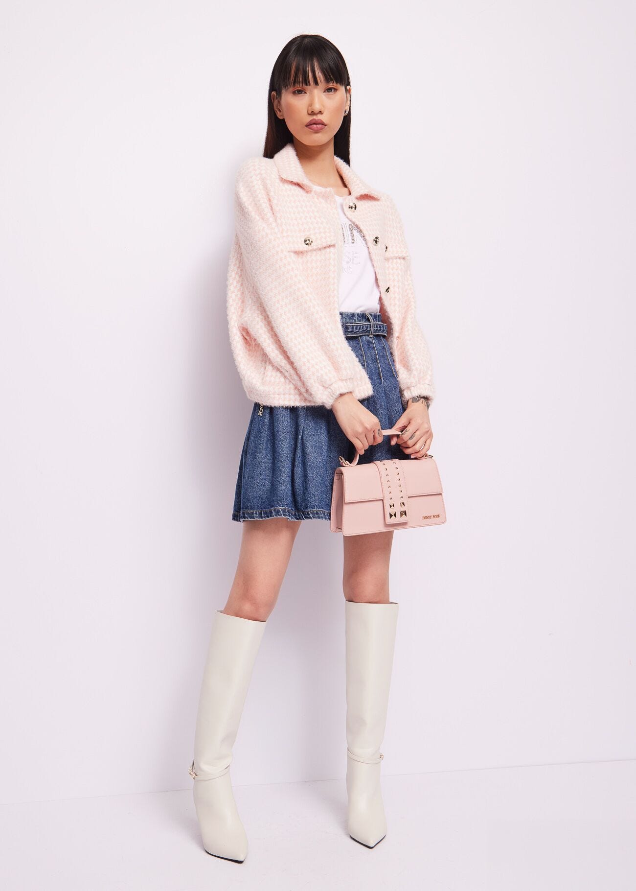 Lurex jacquard knit jacket