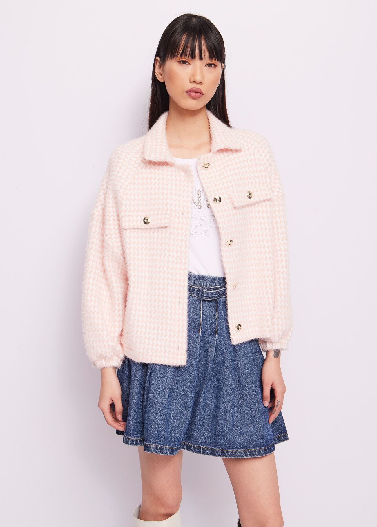 Lurex jacquard knit jacket