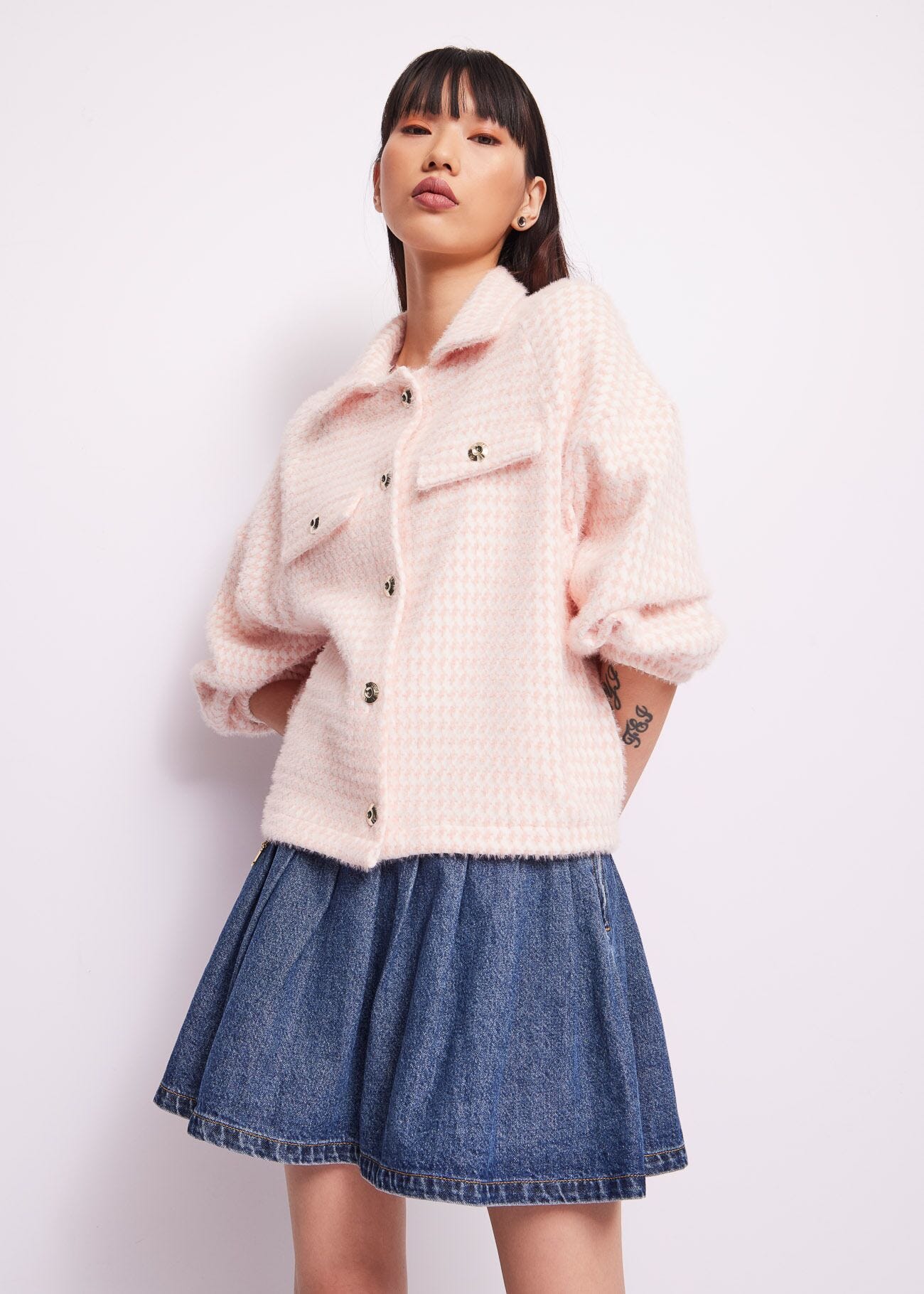 Lurex jacquard knit jacket