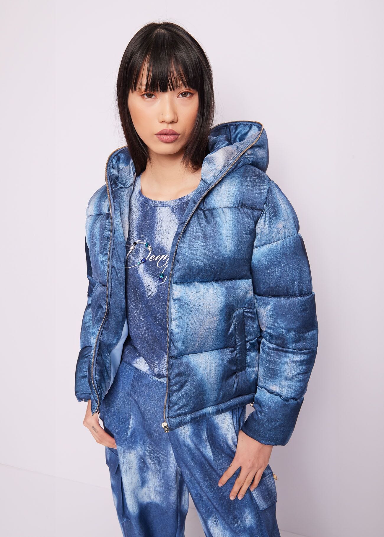 Printed nylon down jacket