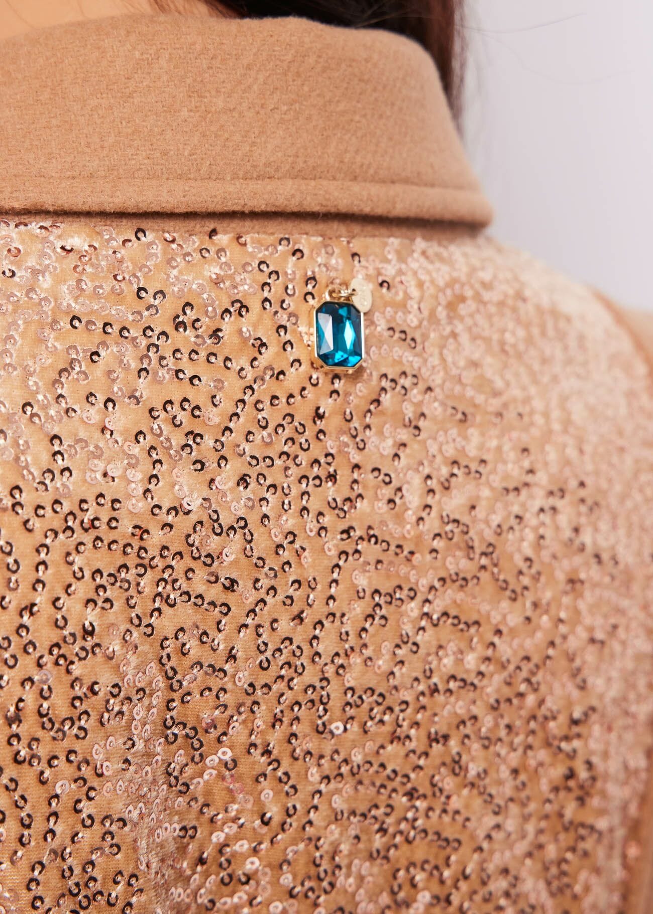 Beige wool-blend biker jacket