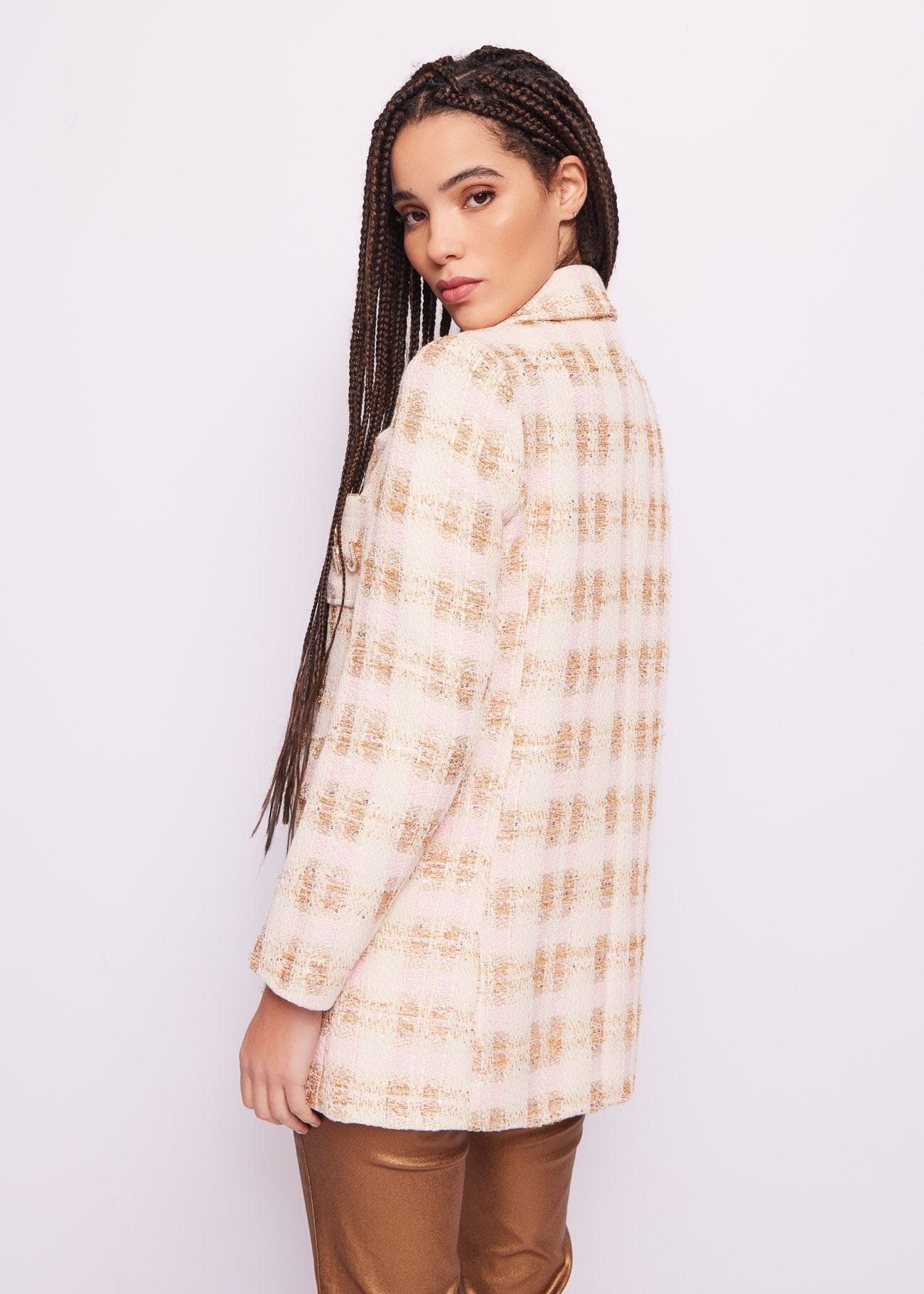 Cotton-blend bouclé coat